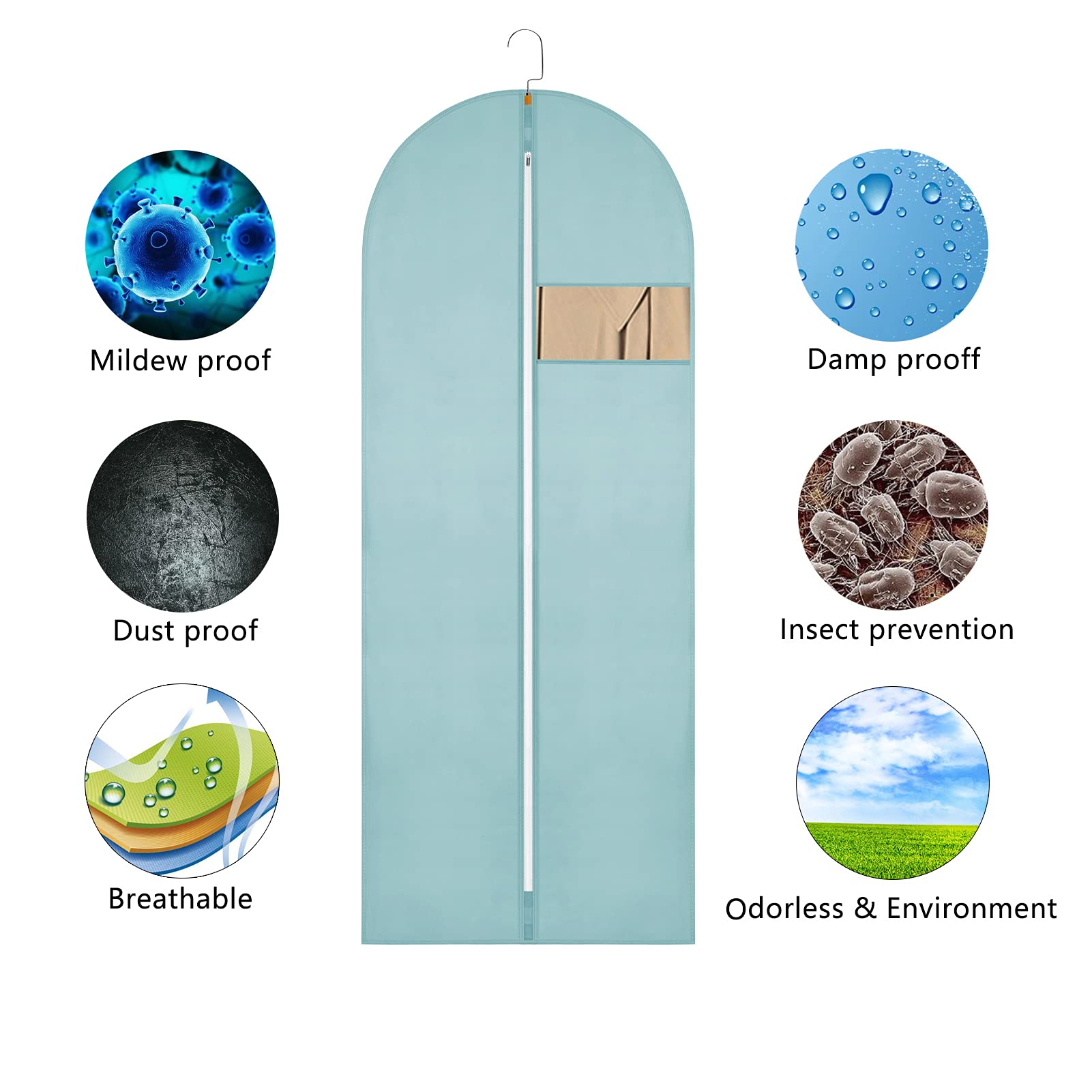 10-Pack Breathable Hanging Garment Bags for Suits & Dresses - 24