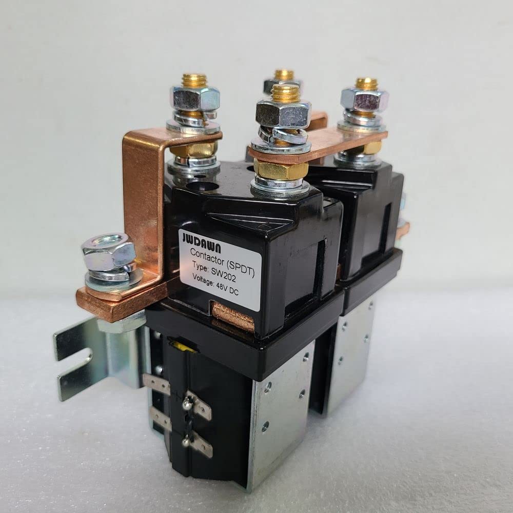 48V DC SPDT Motor Changeover Solenoid Relay Reverse Polarity Switch 400A Reversing Contactor - Replacement for Albright SW202 - Golf Cart, Electric Vehicle, Forklift & Material Handling Truck Accessories - Perfect for Motor Control, Battery Reversal & Heavy-Duty Applications