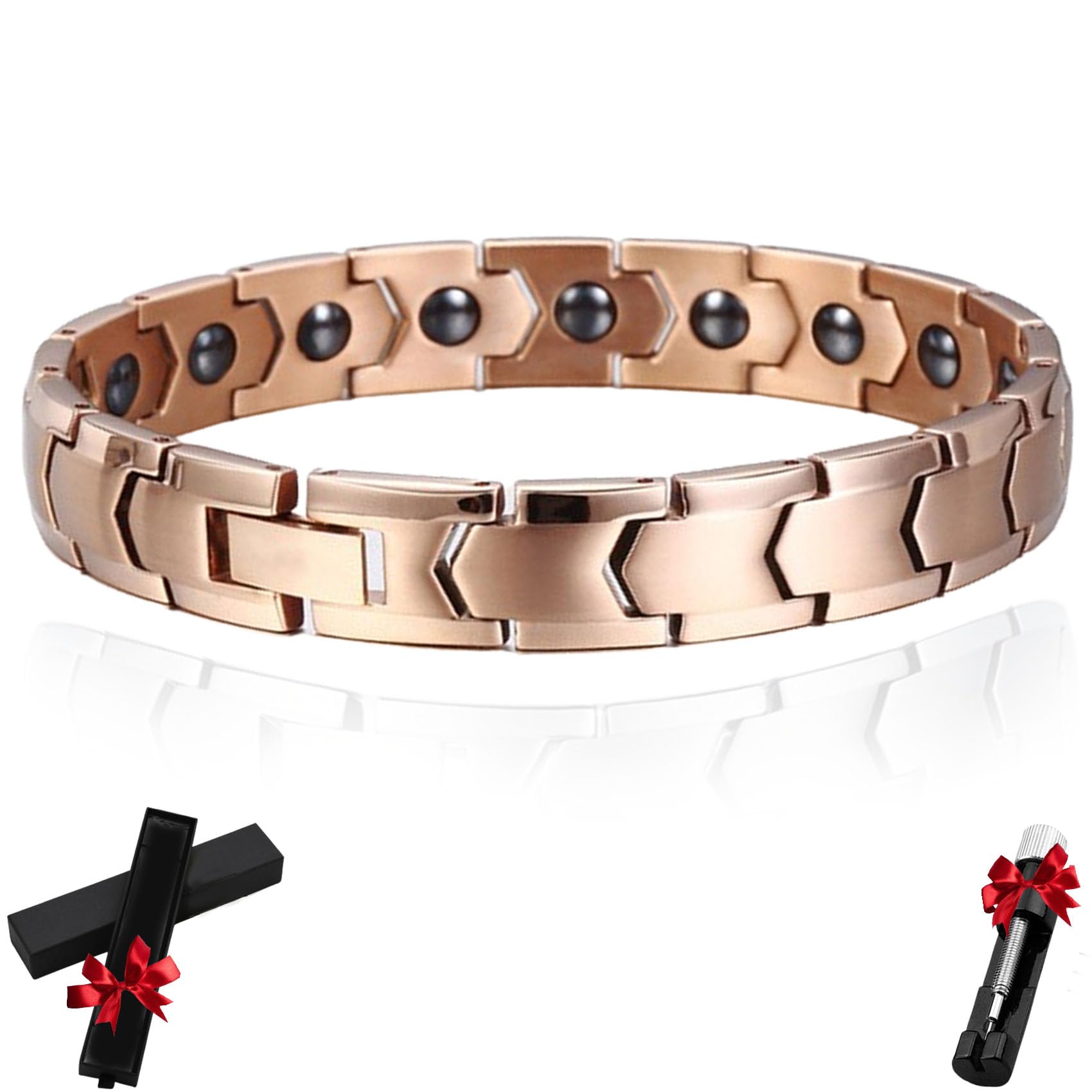 MYNOCK Prostapower Magnetic Copper Band - Adjustable Quantum Magnetic Bracelet for Men & Women - Pain Relief & Improved Circulation - Rose Gold Fashion Jewelry for Daily Wear & Sports Activities