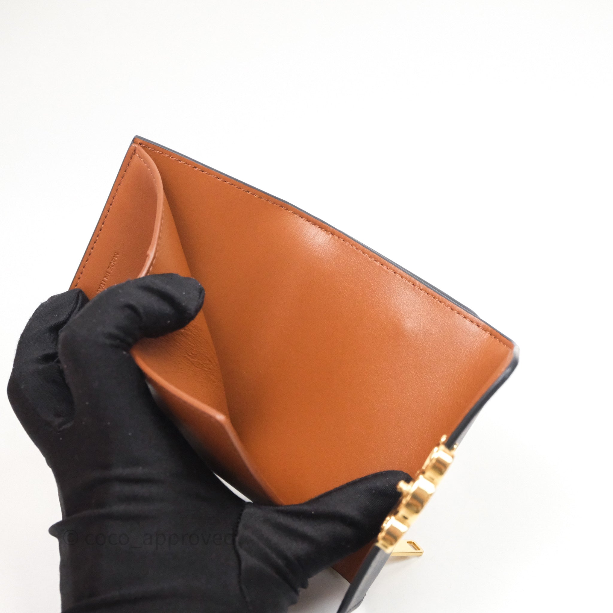 Celine Triomphe Canvas Compact Wallet with Coin Pocket - Tan Lambskin Leather for Women | Luxury Small Card Holder for Everyday Use & Travel Accessories