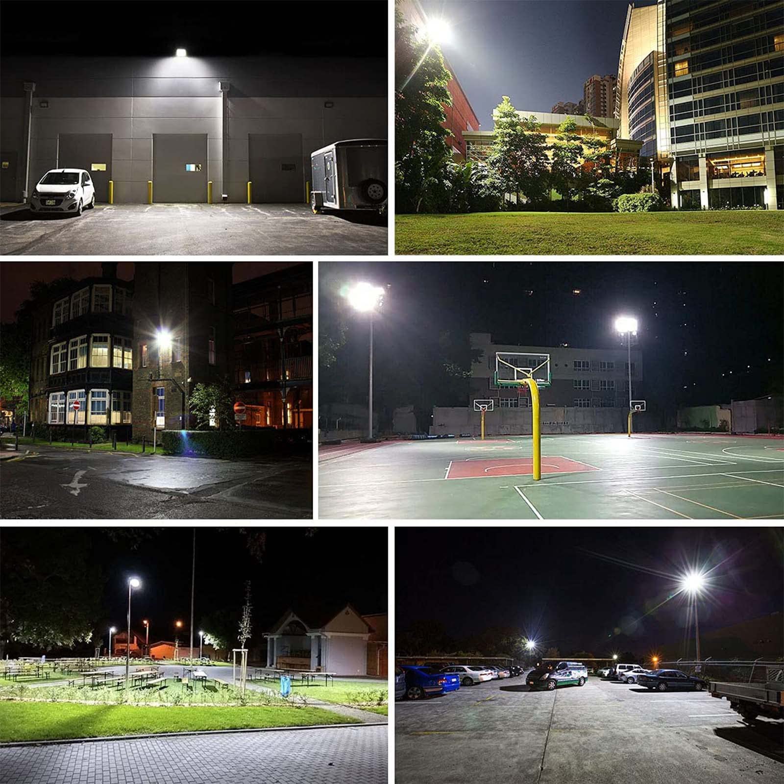 Olafus 100W LED Flood Light Outdoor - 9000lm High Brightness, IP66 Waterproof, 6500K Daylight White, with Plug - 6 Pack for Playground, Yard, Stadium, Lawn, Warehouse & Construction Site Lighting