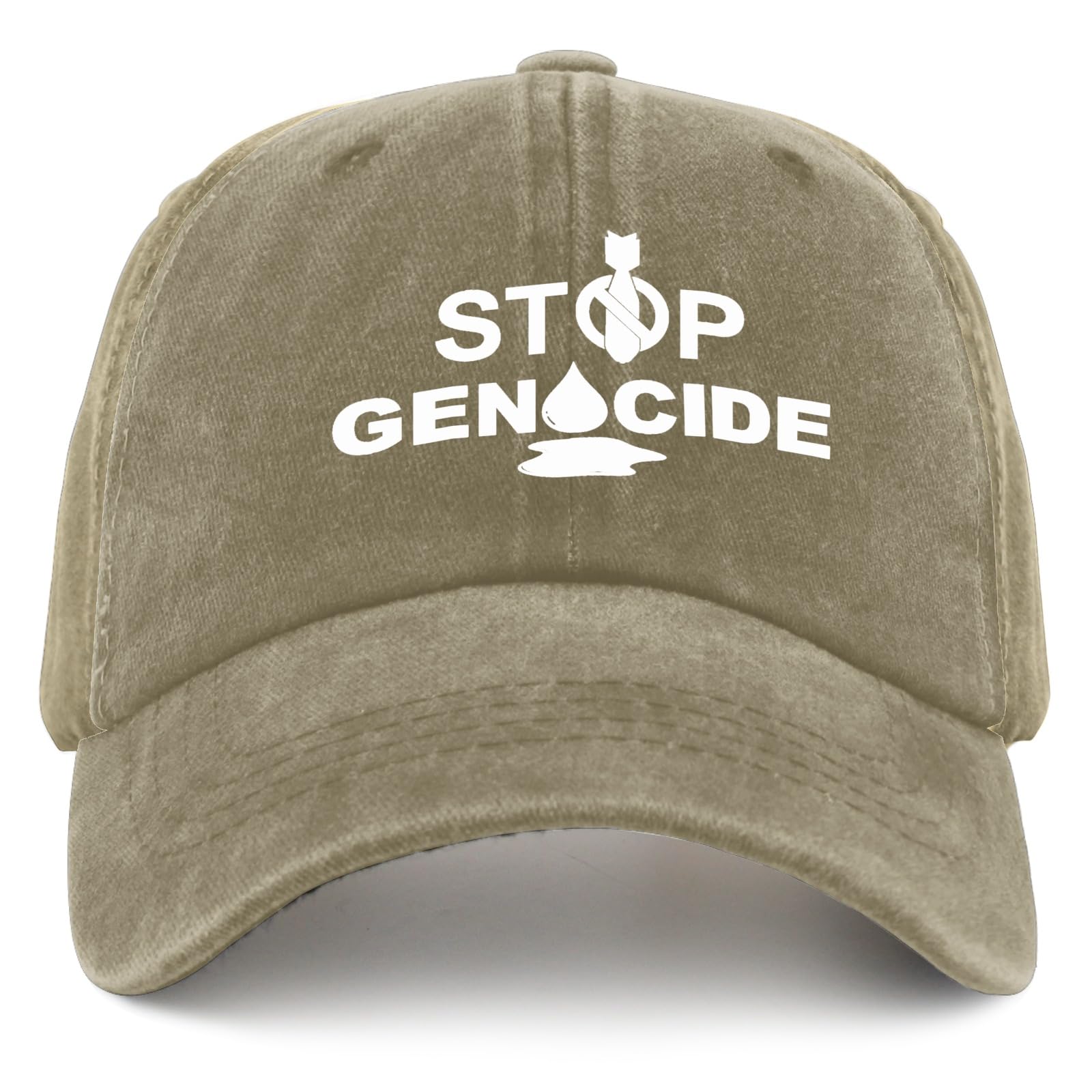 Stop Genocide Hat - Custom Embroidered Baseball Cap for Men & Women - Pigment Black Running Hat - Breathable Sun Protection Cap - Perfect Gift for Son, Dad, Activists - Ideal for Outdoor Sports, Protests & Daily Wear