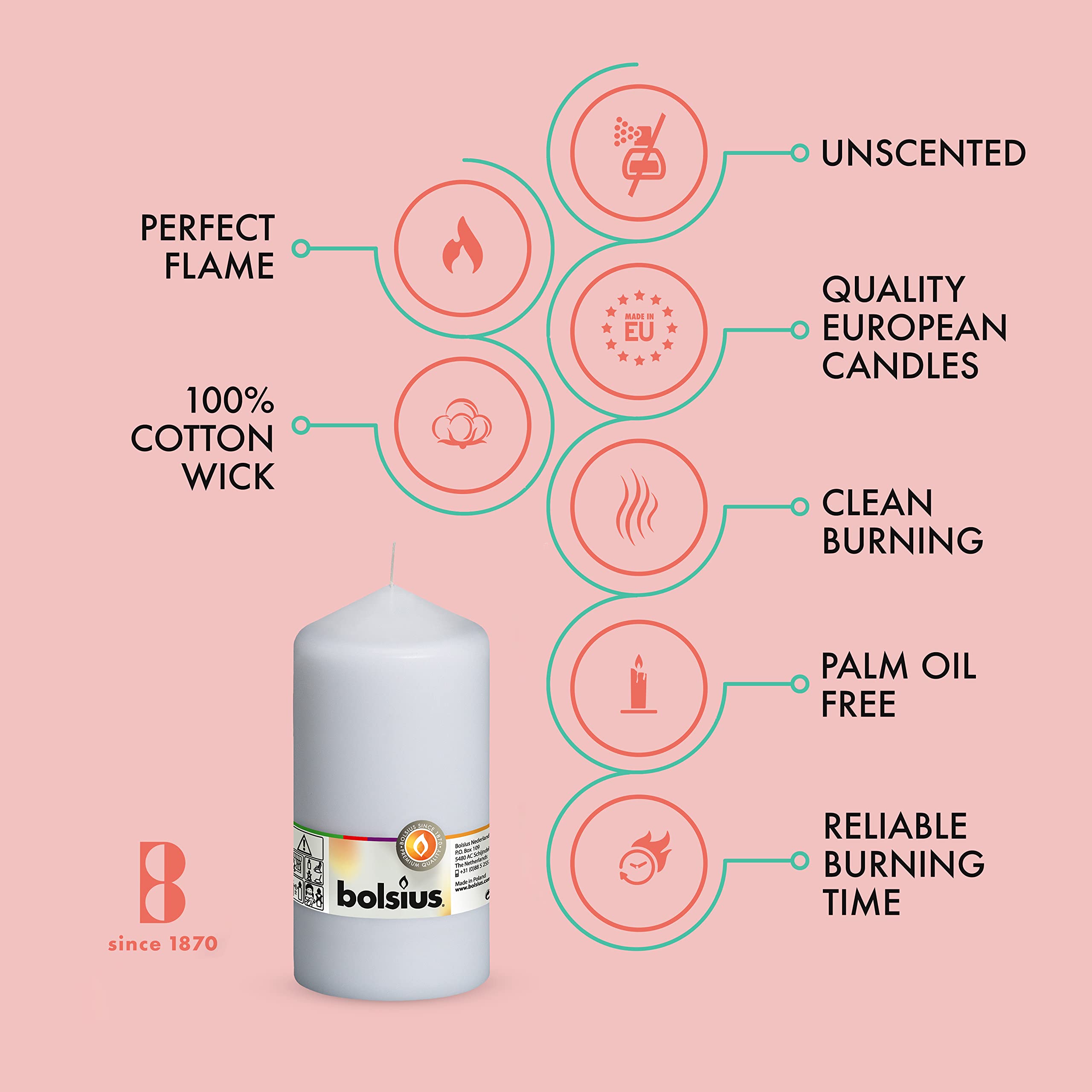 BOLSIUS 4-Pack White Pillar Candles 3x6 Inches - Premium European Quality Unscented Candles - 65+ Hours Long Burn Time, Dripless & Smokeless - Perfect for Wedding Centerpieces, Dinner Parties, Home Decor & Holiday Decorations
