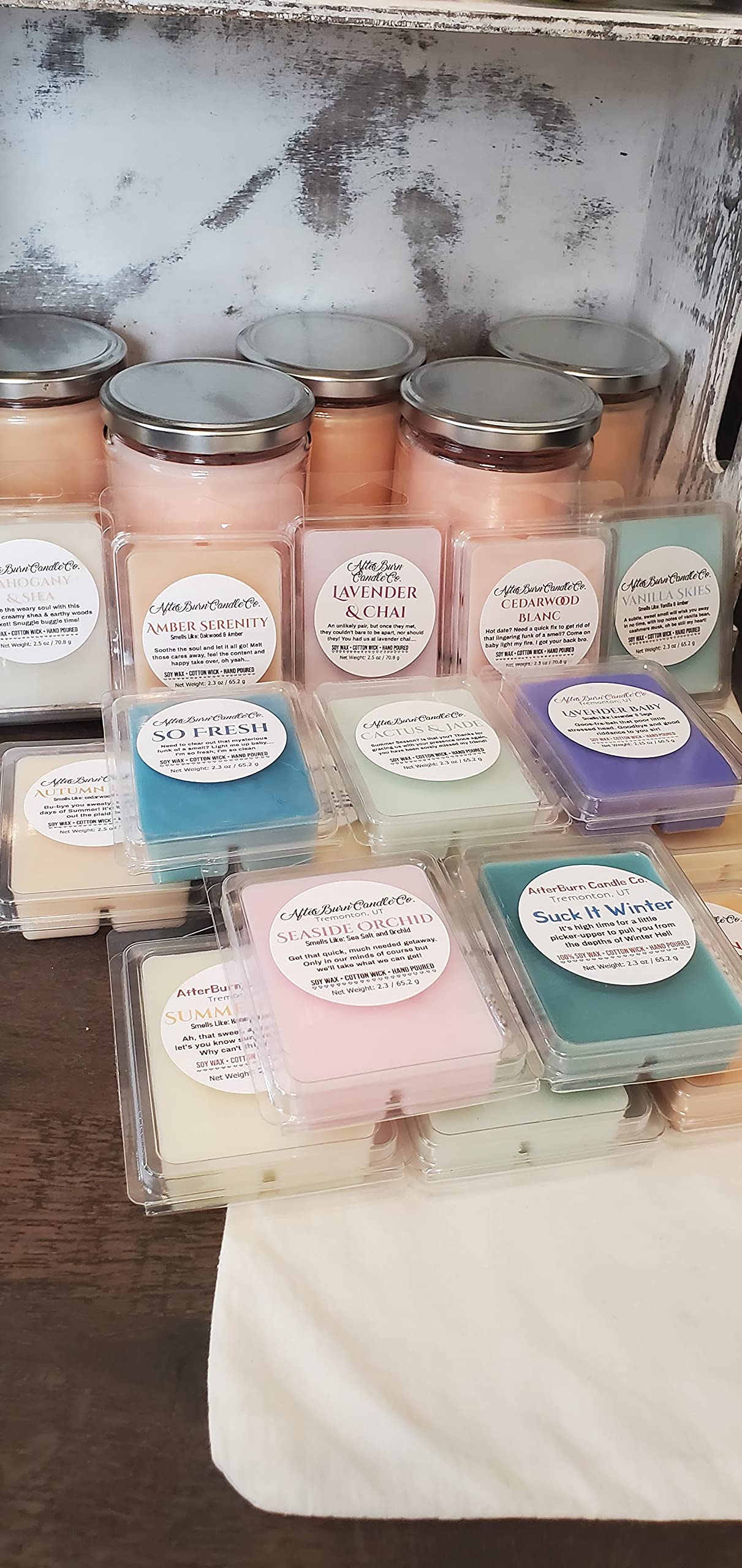 8 oz Mason Jar Candles - Mango Coconut, Lemon Cake, Grapefruit Eucalyptus & Peach Scented Soy Wax Candles for Home, Office, Spa Relaxation & Gift Giving