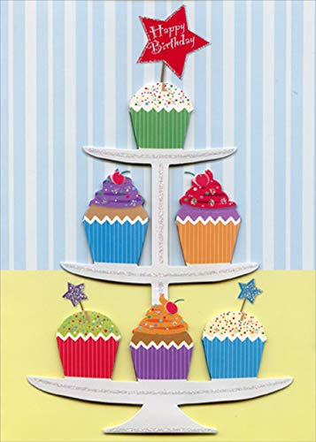Magic Tip-On Stacked Birthday Cupcake Cards - Handmade Paper Greeting Cards for Birthdays, Parties & Special Occasions - Perfect for Gift Wrapping, Scrapbooking & Party Decorations