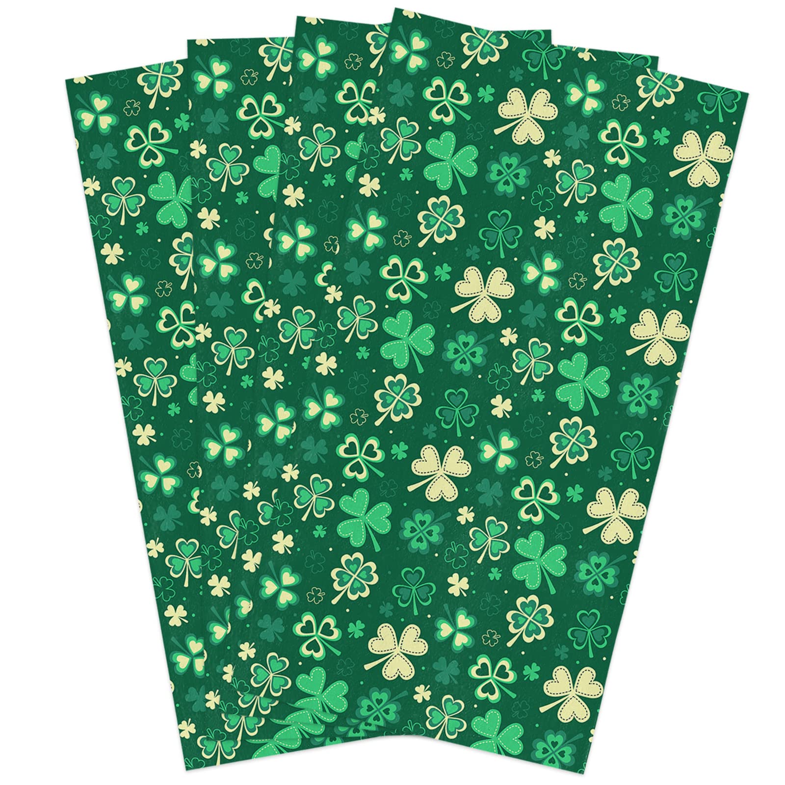 **Premium Microfiber Kitchen Towels Set of 4 – Super Absorbent, Reusable & Soft Dish Towels for Kitchen Cleaning, Dish Drying & Bar Use (18x28 Inch) – St. Patrick's Day Shamrock Design, Green Lucky Clover Pattern**    **Perfect for:** Everyday kitchen cleaning, drying dishes, wiping countertops, bar use, and festive St. Patrick's Day decor.