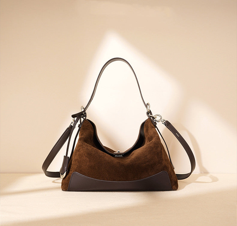 Stylish Suede Leather Shoulder Bag for Women - Fashionable Crossbody Purse with Adjustable Strap - Perfect for Work, Travel & Everyday Use