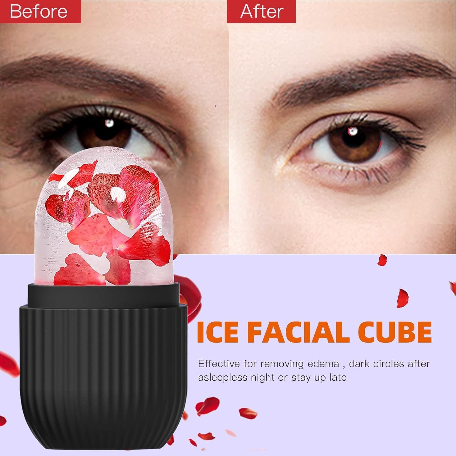 INOVERA Ice Roller for Face Massager - Reusable Cold Therapy Tool for Glowing Skin & Puffiness Relief | Portable Facial Massager for Dark Circles & Skin Tightening | Perfect for Morning Routine, Post-Workout Recovery & Spa Day at Home (Black)