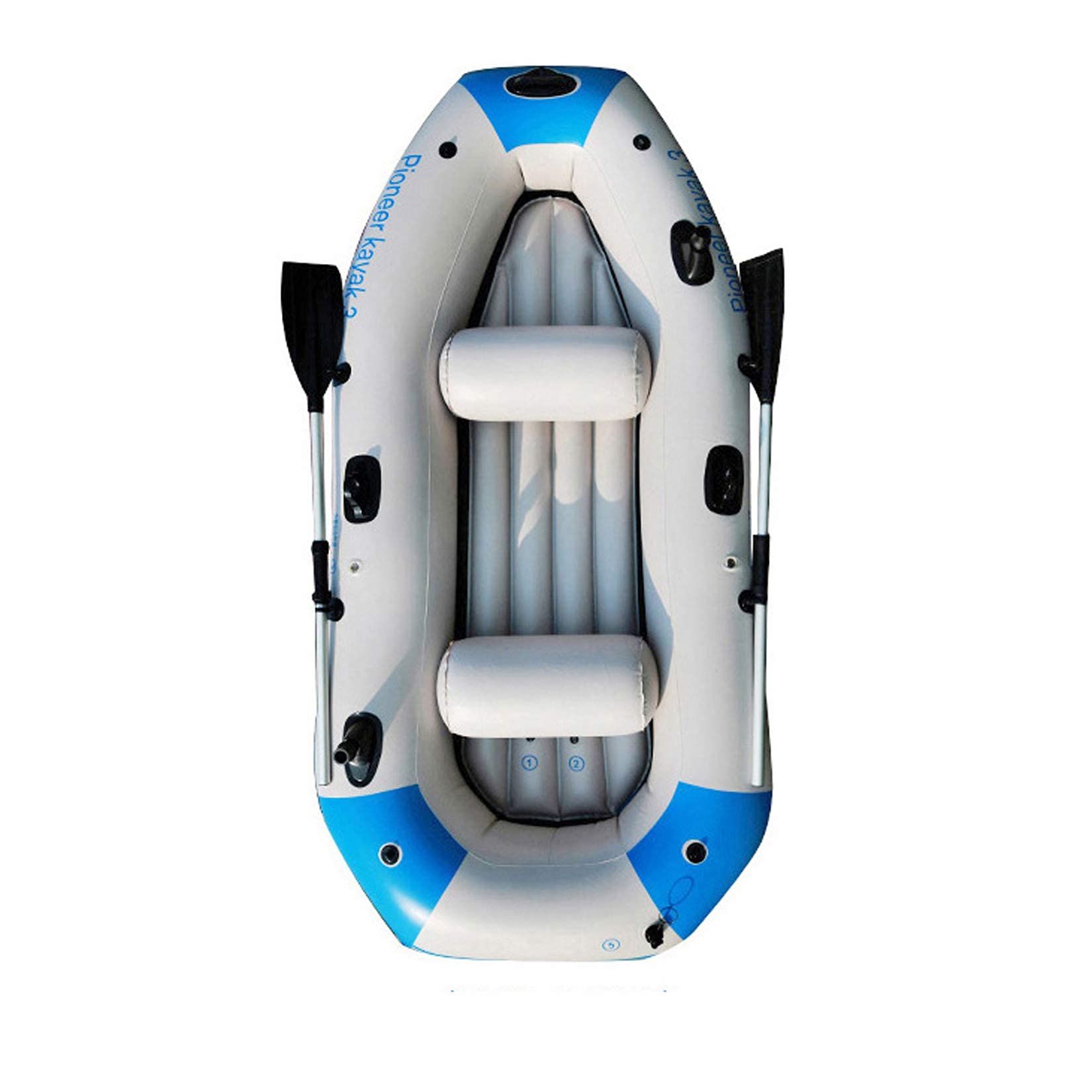 3 Person Inflatable Kayak - Foldable Kayak Set with Aluminum Oars & High Output Air Pump (92.5×53.1×14.1 in) for Lakes, Rivers & Family Water Sports Adventures