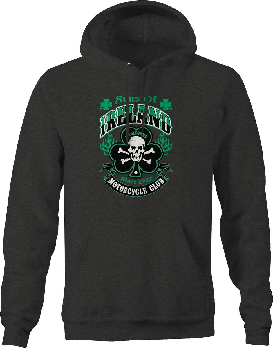 Sons of Ireland Motorcycle Hoodie for Men - Gray Irish Biker Sweatshirt | Riding Gear, Casual Wear & St. Patrick's Day Outfit