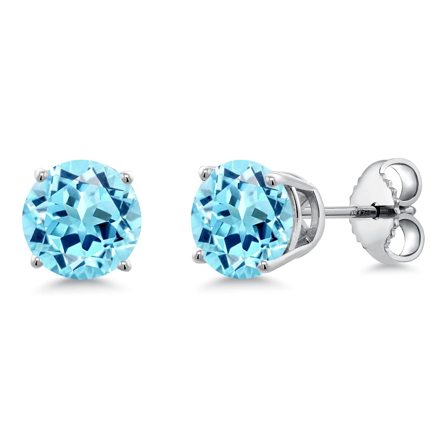 Gem Stone King 925 Sterling Silver 6MM Round Birthstone Stud Earrings for Women & Men - Perfect Gift for Birthday, Anniversary & Everyday Wear