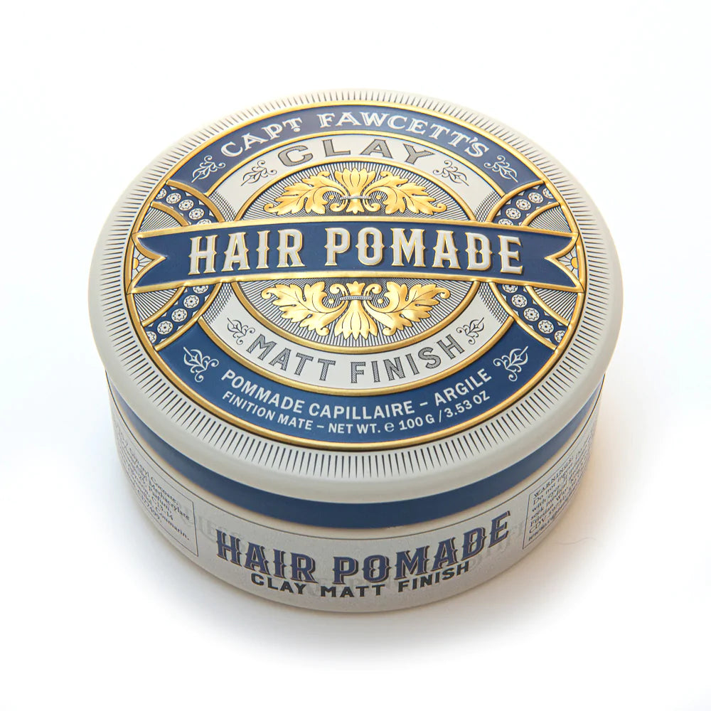 Captain Fawcett's Matt Clay Pomade Blue 100g - Strong Hold Styling Wax for Men - Perfect for Textured Hairstyles, Undercuts & Pompadours