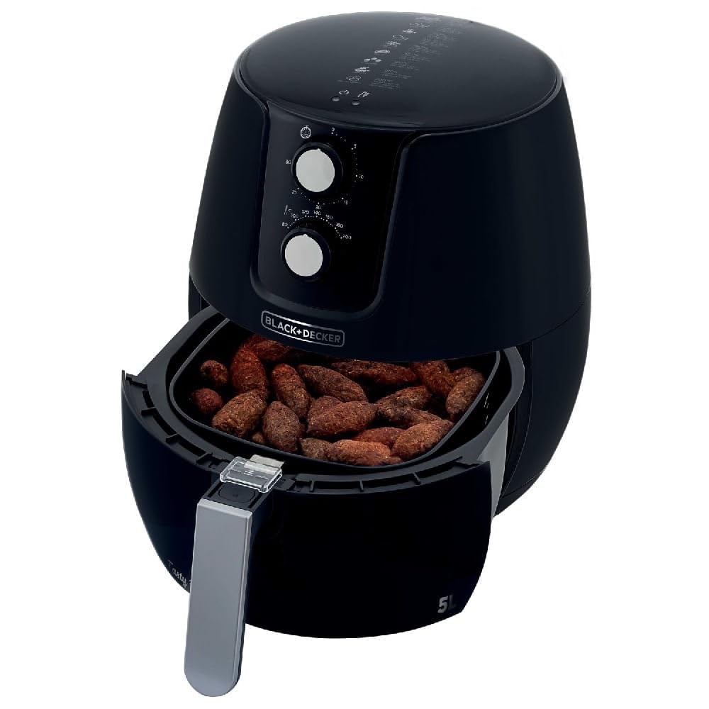 Black Decker Air Fryer with Non-Stick Basket, Timer & Temperature Control, 5L, 127V - Perfect for Healthy Frying, Crispy Snacks & Family Meals