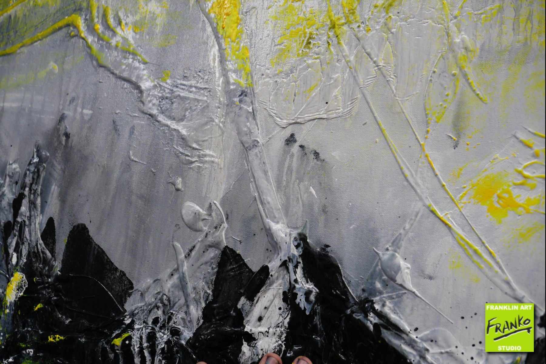 Retrofaction 200cm x 80cm Grey Black Neon Yellow Textured Abstract Canvas Art - Modern Wall Decor for Living Room, Bedroom & Office