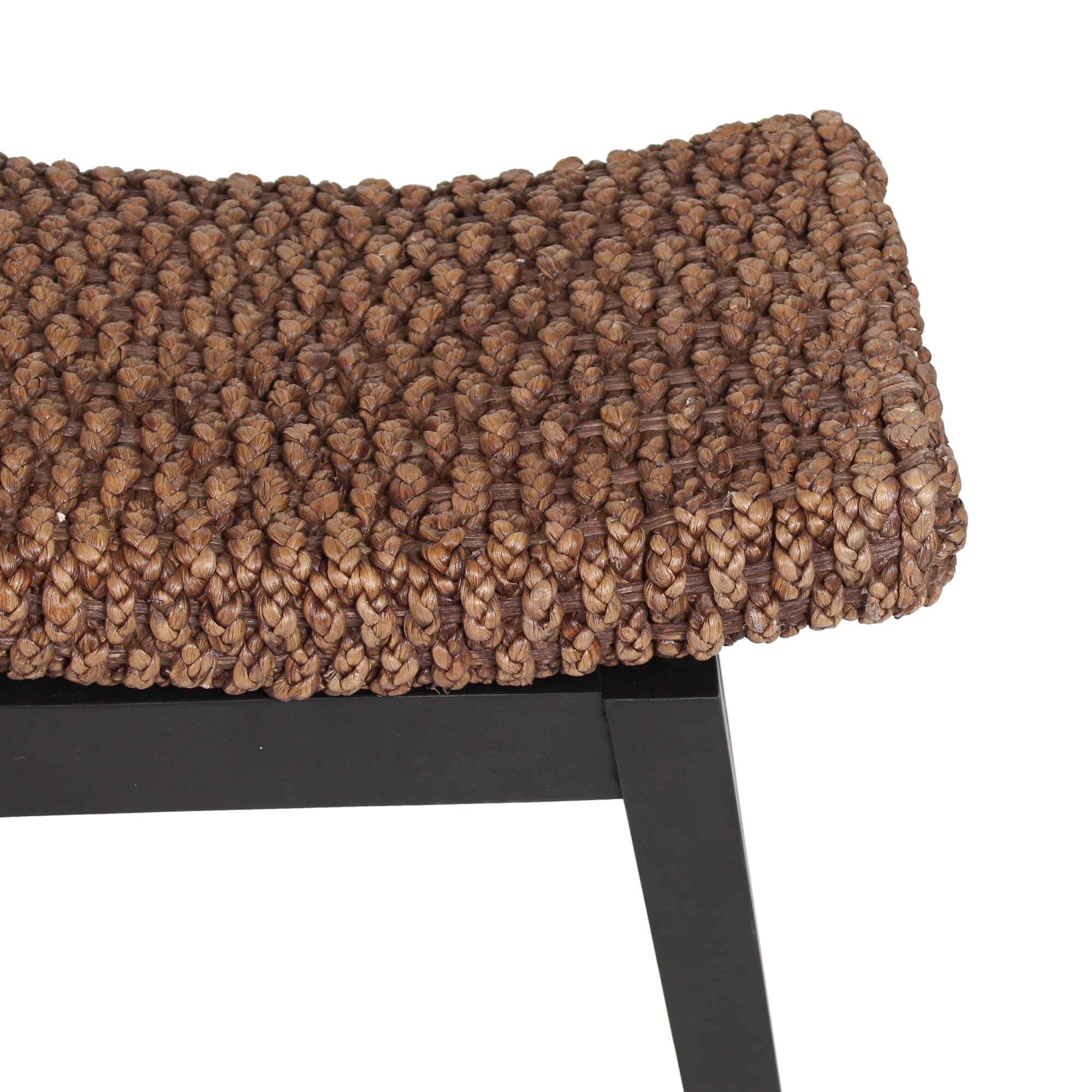 Handcrafted Water Hyacinth and Mango Wood Entryway Bench - 39