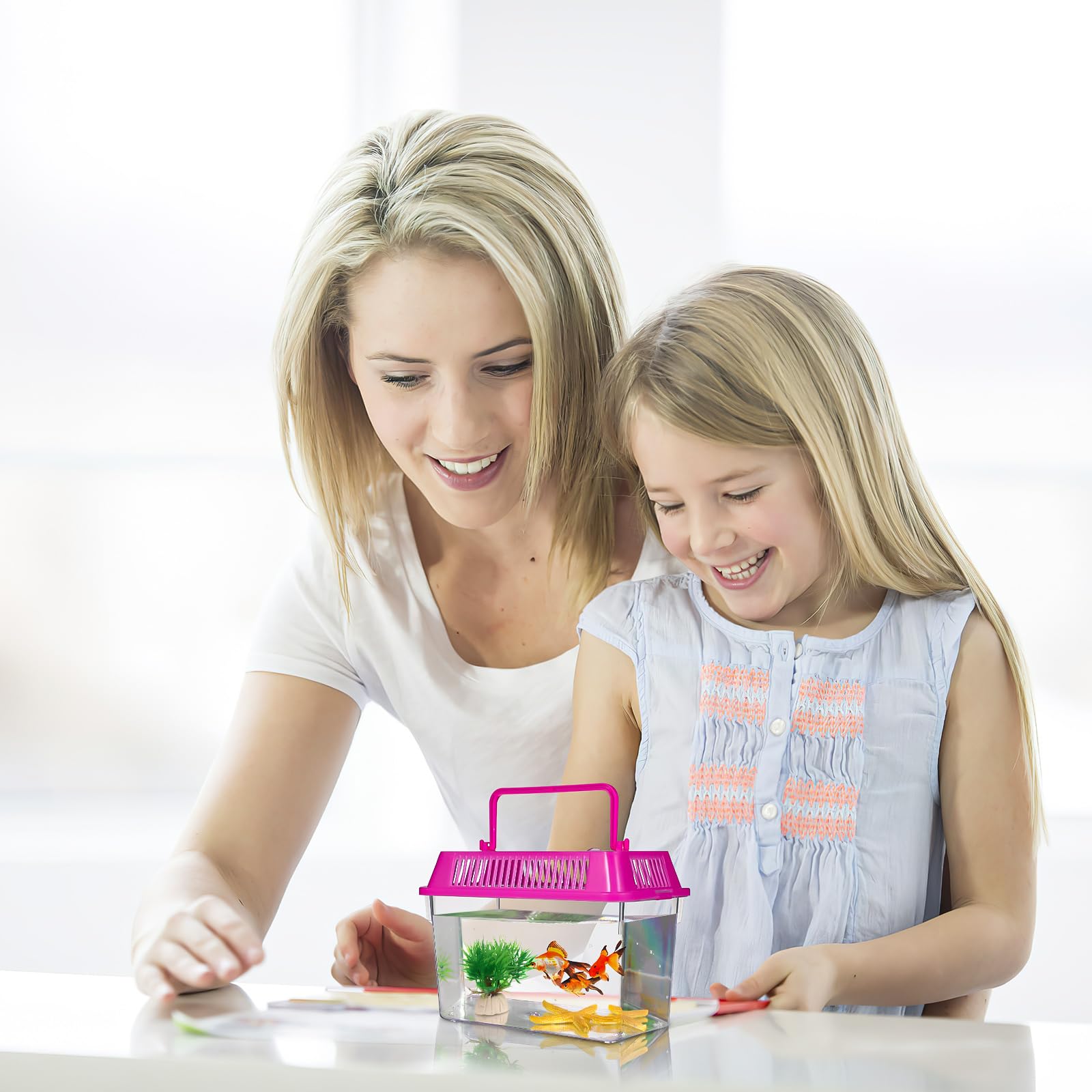 4pcs Mini Portable Fish Tank - Snail Terrarium, Crabs Habitat, Small Turtle Tank - Plastic Transport Box for Goldfish, Turtles, Beach Toys - Perfect for Home, Office, Classroom Aquarium Setup