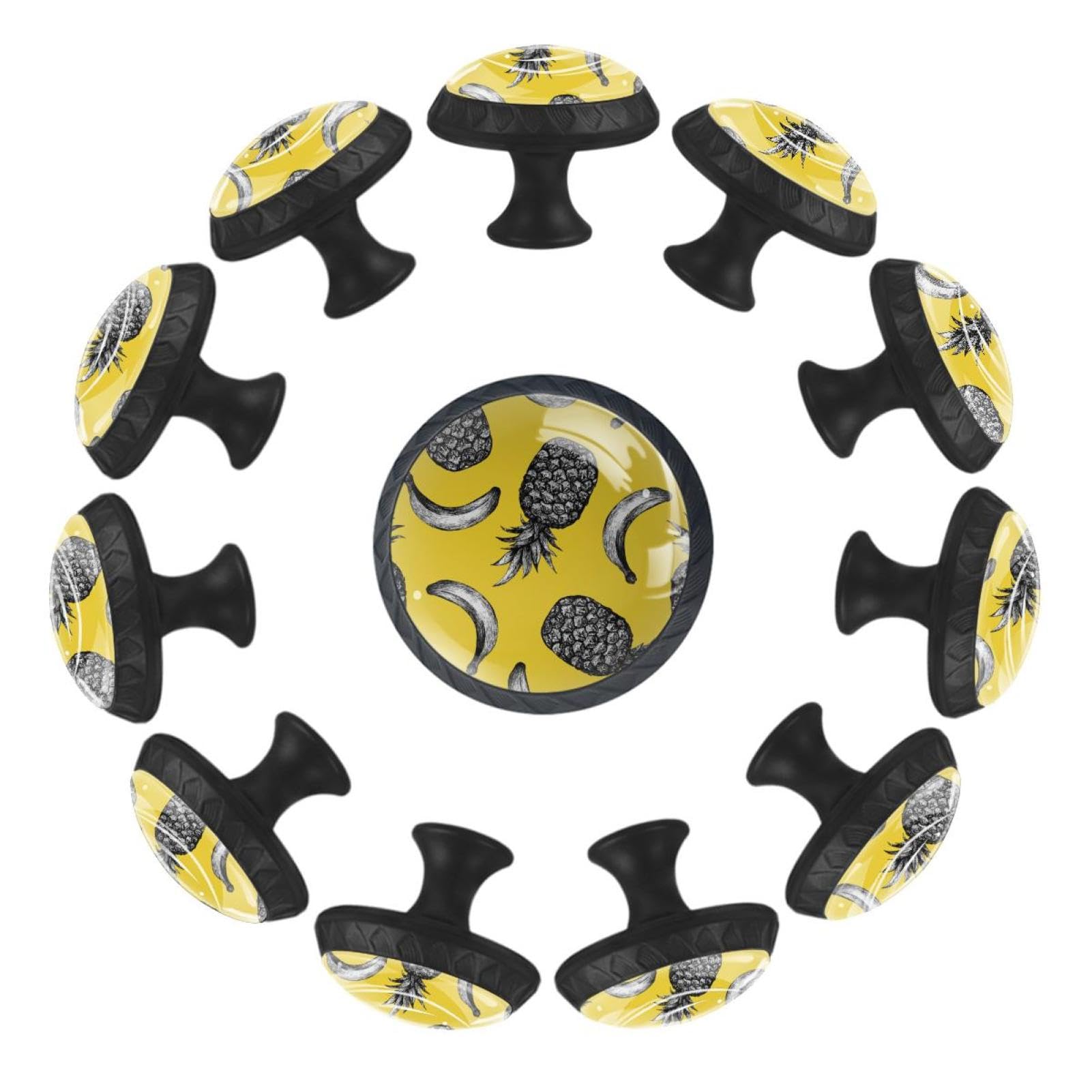 12Pcs Banana Fruit Cabinet Handles - Kitchen Cabinet Knobs & Drawer Pulls for Home Decor - Durable & Stylish Hardware for Cabinets, Dressers, and Furniture (Summer Tropical Theme)