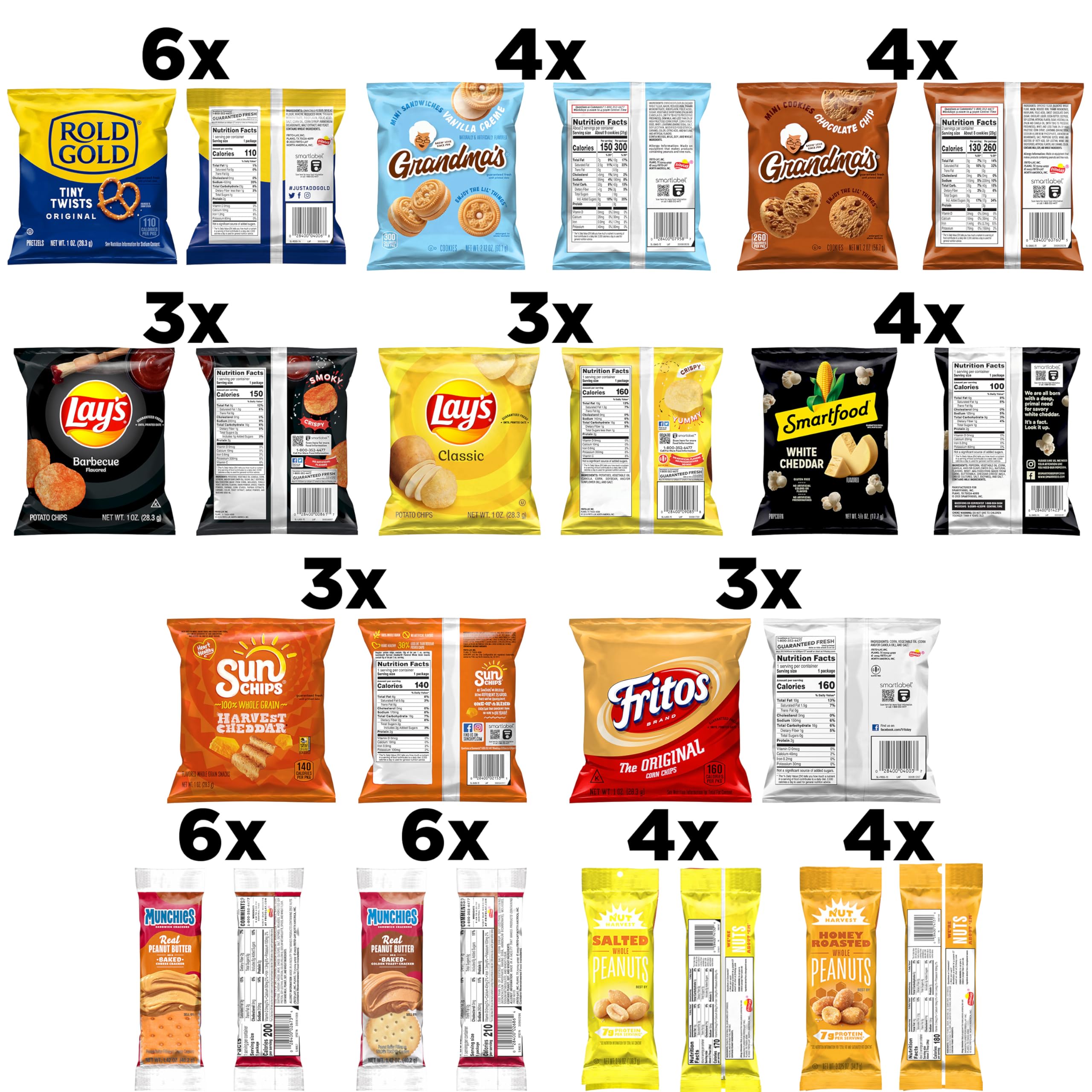 Frito Lay Sweet & Salty Snack Variety Pack - 50 Count Mixed Cookies, Crackers, Chips & Nuts | Perfect for Office Snacks, Party Favors & Road Trips