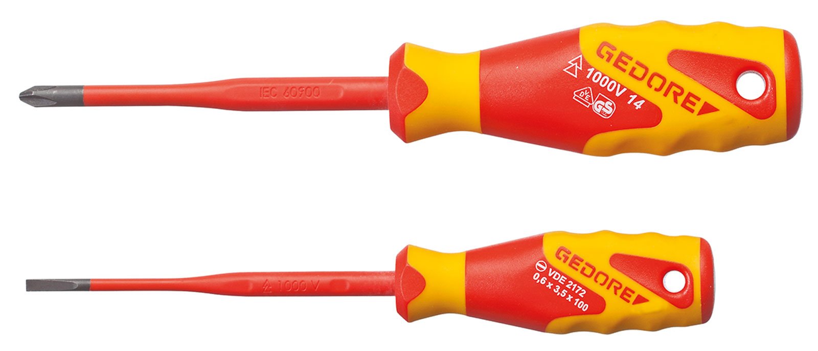 GEDORE 2928736 VDE 2162-2172 PH-02 Slim Drive Screwdriver Set, 2-Piece Insulated Electrician Tools for Safe Electrical Work & DIY Projects