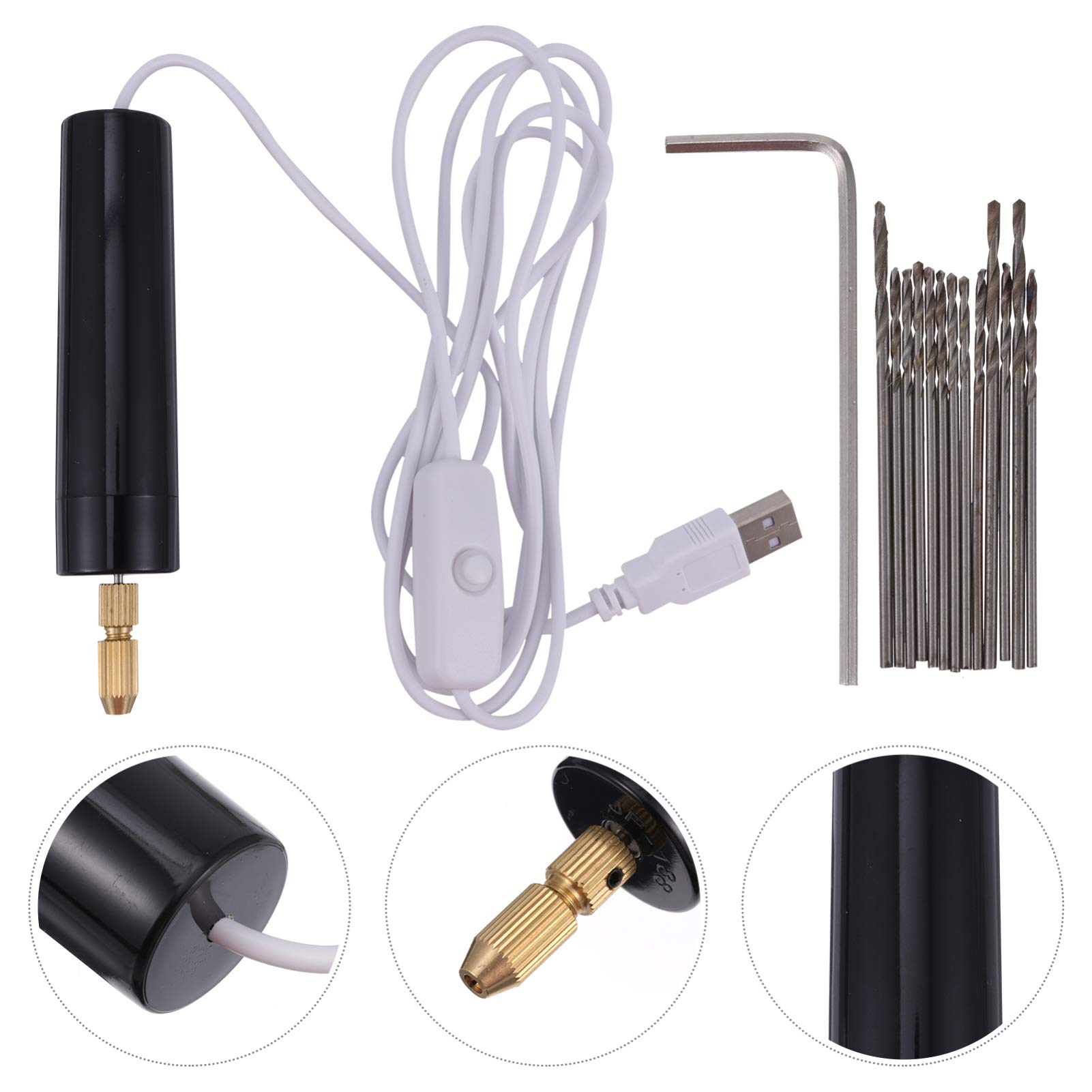 15-Piece Electric Rotary Hand Drill Set with Steel Drill Bits - Professional Hand Tool for Crafting, Jewelry Making, Epoxy & Crystal Piercing - Perfect for DIY Projects, Woodworking & Metalworking