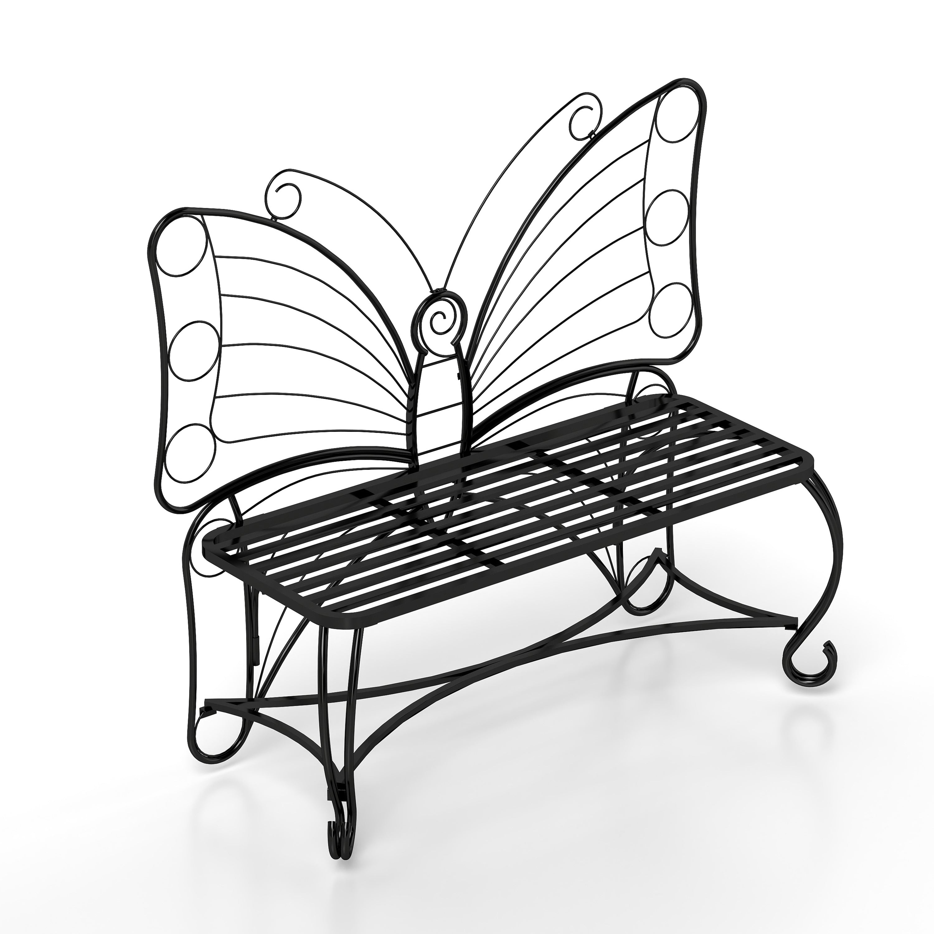 Elegant Butterfly Cast Metal Garden Bench - Durable Outdoor Patio Seat for Garden, Yard, Park & Entryway - Perfect for Relaxing, Decorating Outdoor Spaces & Enhancing Curb Appeal