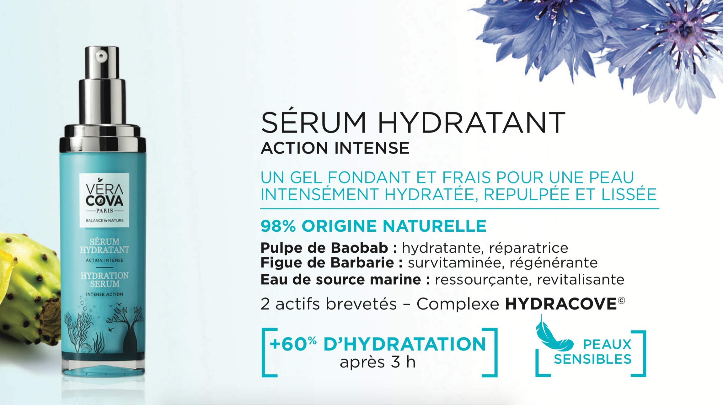 Veracova Hydration Serum - Intense Action Hydrating Facial Serum for Dry Skin | Ultra Repair Moisturizer with Hyaluronic Acid | Day & Night Use for Glowing Skin