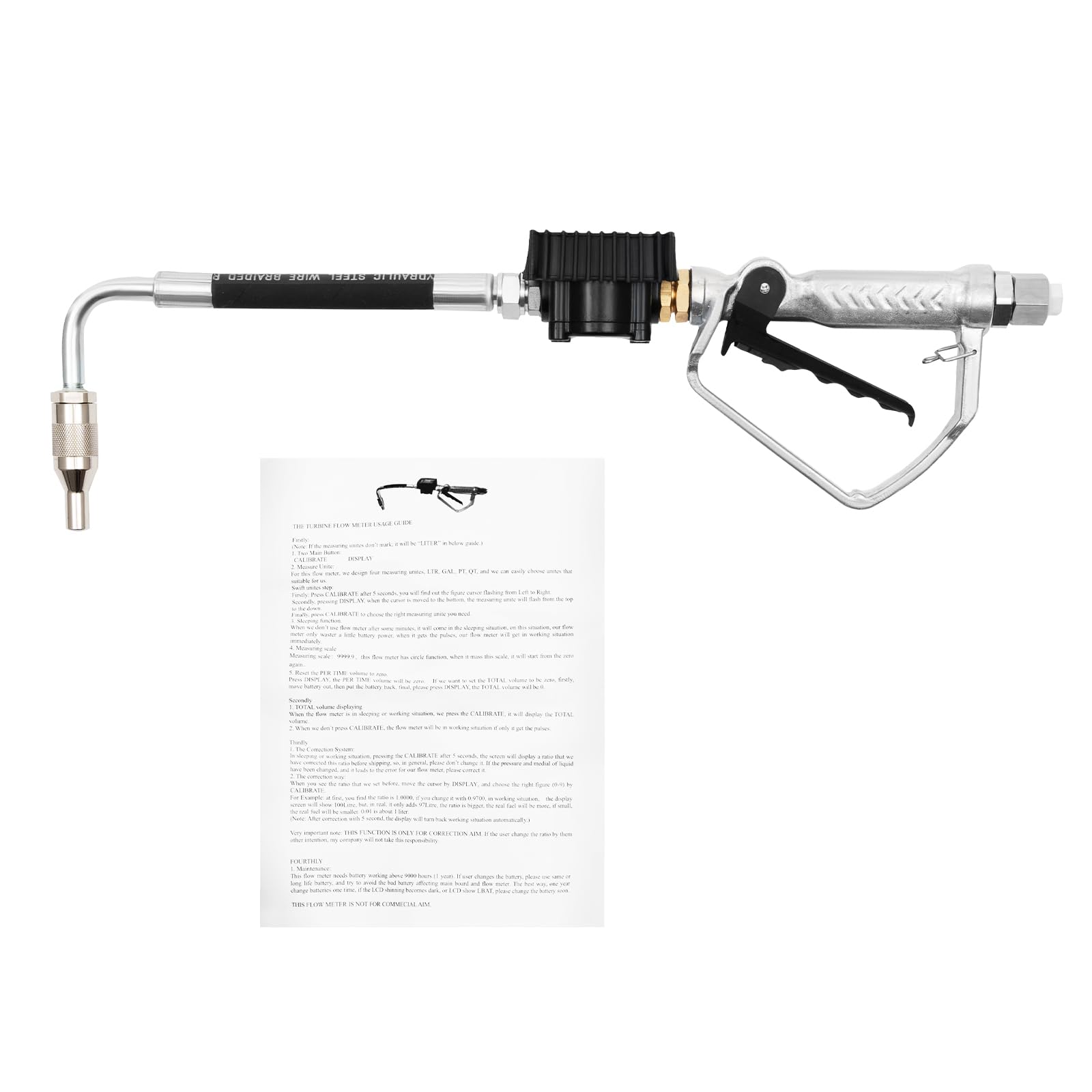 Digital Oil Control Valve Meter Nozzle - Air Operated Oil Transfer Pump with Flow Meter & Control Valve - Precise Fuel Dispensing for Automotive, Industrial & Agricultural Use