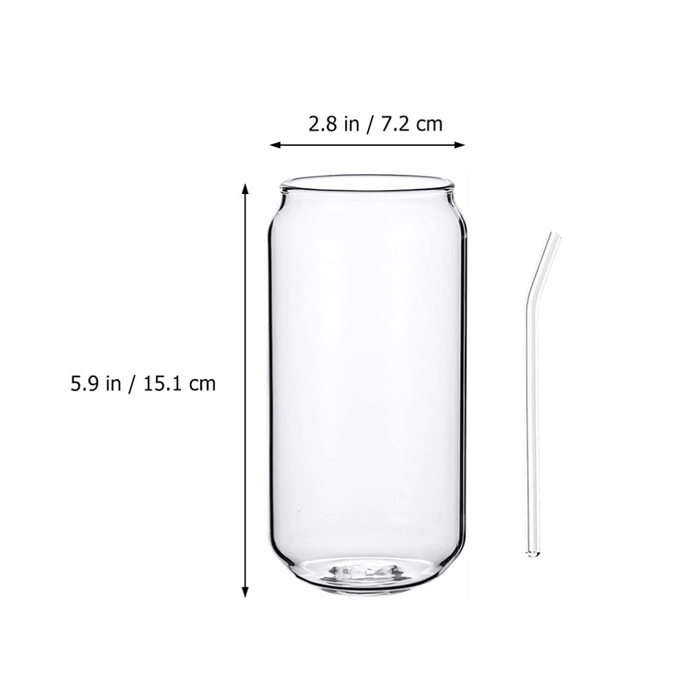 Premium Glass Mojito Tumbler Set with Lid & Straw - 16oz Reusable Cocktail Cups for Whiskey, Latte, Juice, Milk - Clear Beer Mugs with Lids for Office, Bar, Home Use - Perfect for Iced Coffee, Smoothies & Summer Drinks