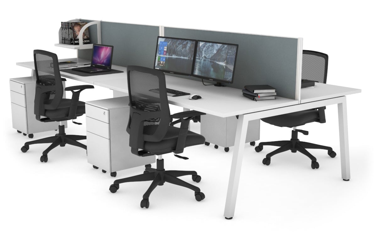 Quadro 4-Person Office Workstation Desk - 1200L x 700W Dimensions - Perfect for Team Collaboration, Open Office Spaces & Coworking Environments