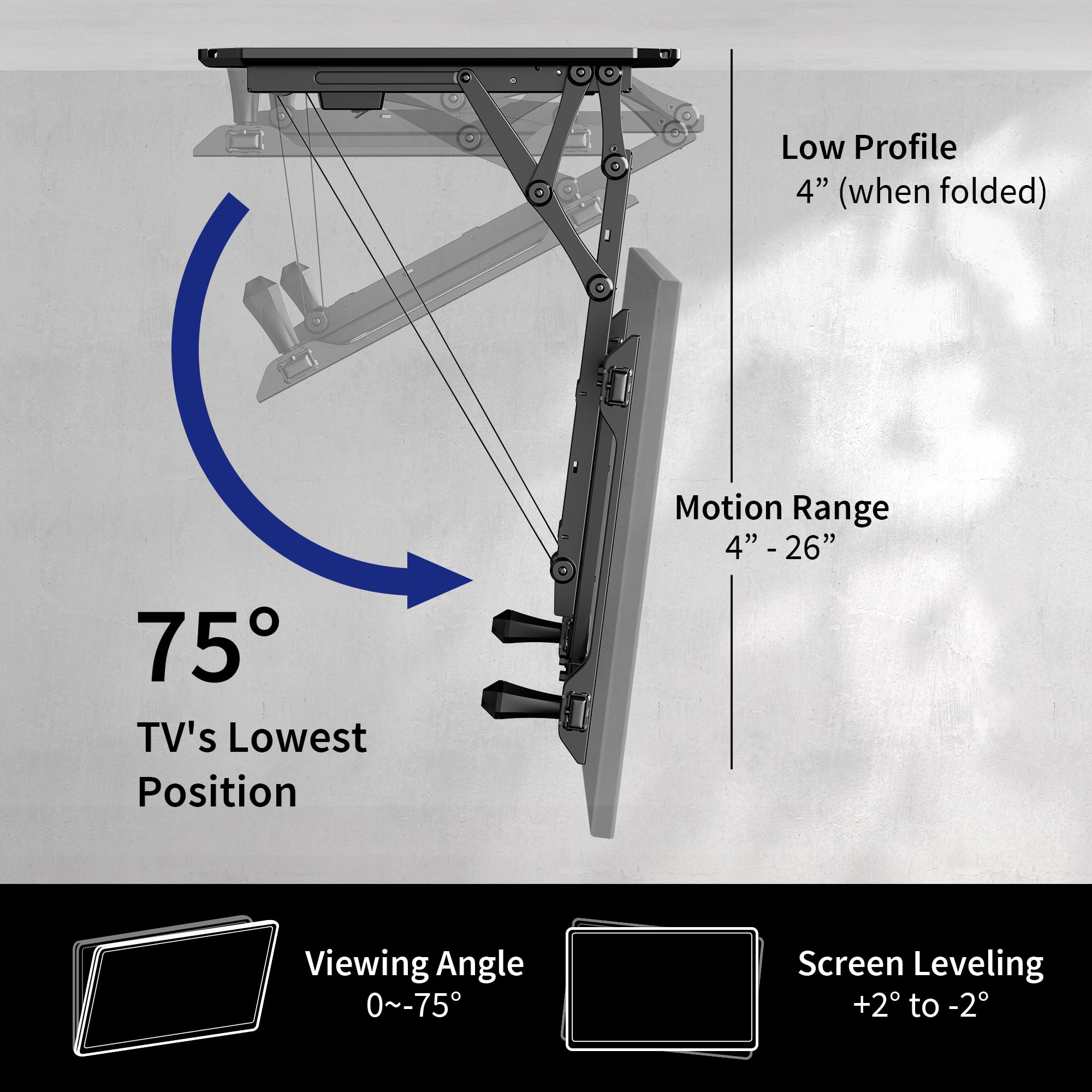 VIVO Motorized Flip Down Ceiling TV Mount for 32-70 Inch Screens, Adjustable Pitched Roof VESA Bracket for Home Theater, Living Room, Basement & Commercial Use - Black (MOUNT-E-FD70) Master Pack