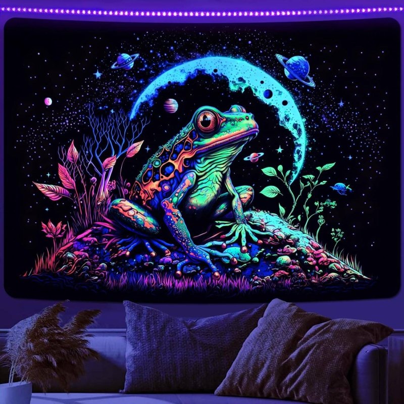 Space Frog Official Glow in The Dark UV Tapestry - Psychedelic Blacklight Wall Art Decor for Bedroom, Dorm & Music Festival
