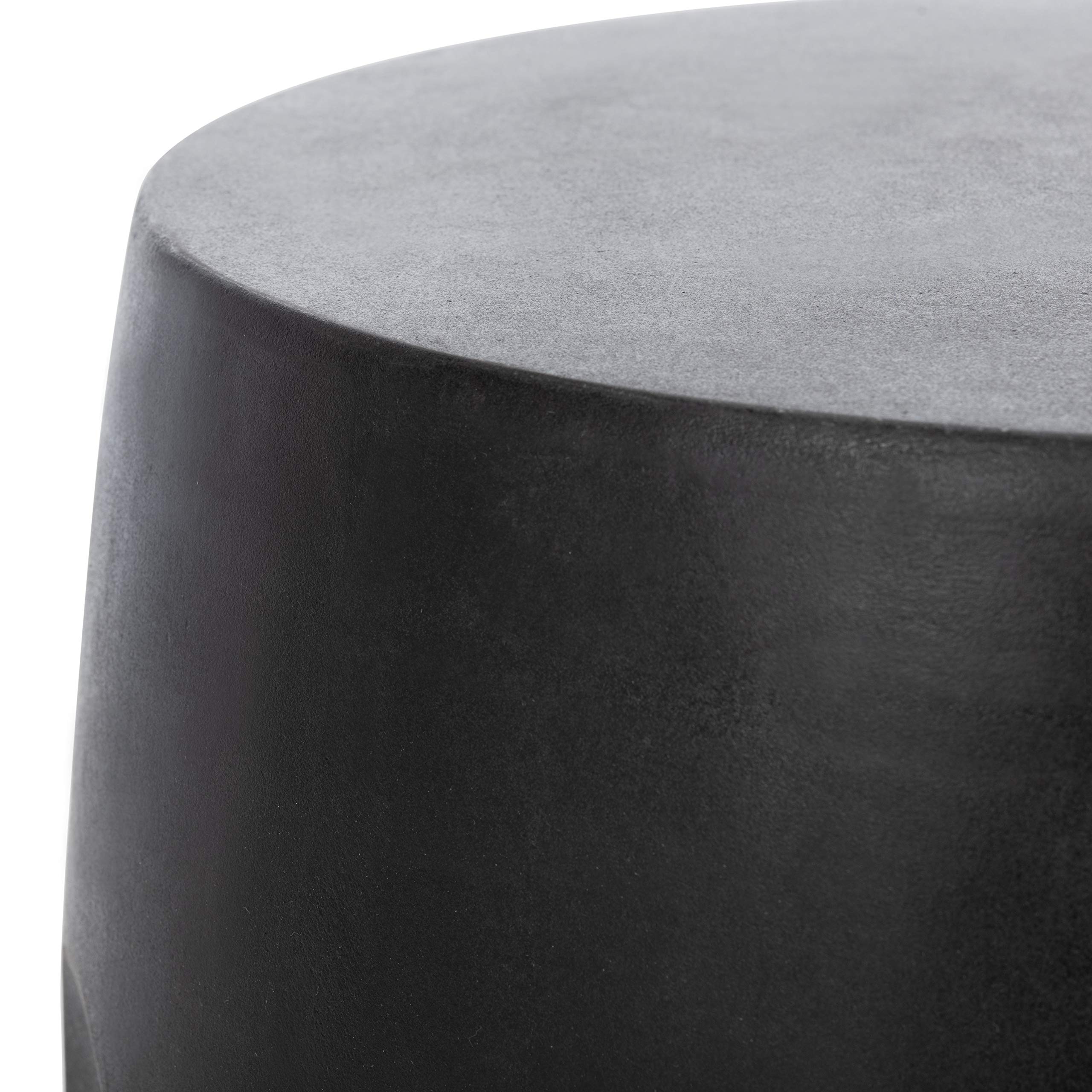 SAFAVIEH Zuri Black Modern Concrete Round Outdoor Accent Table - Perfect for Patio, Garden, and Poolside Decor