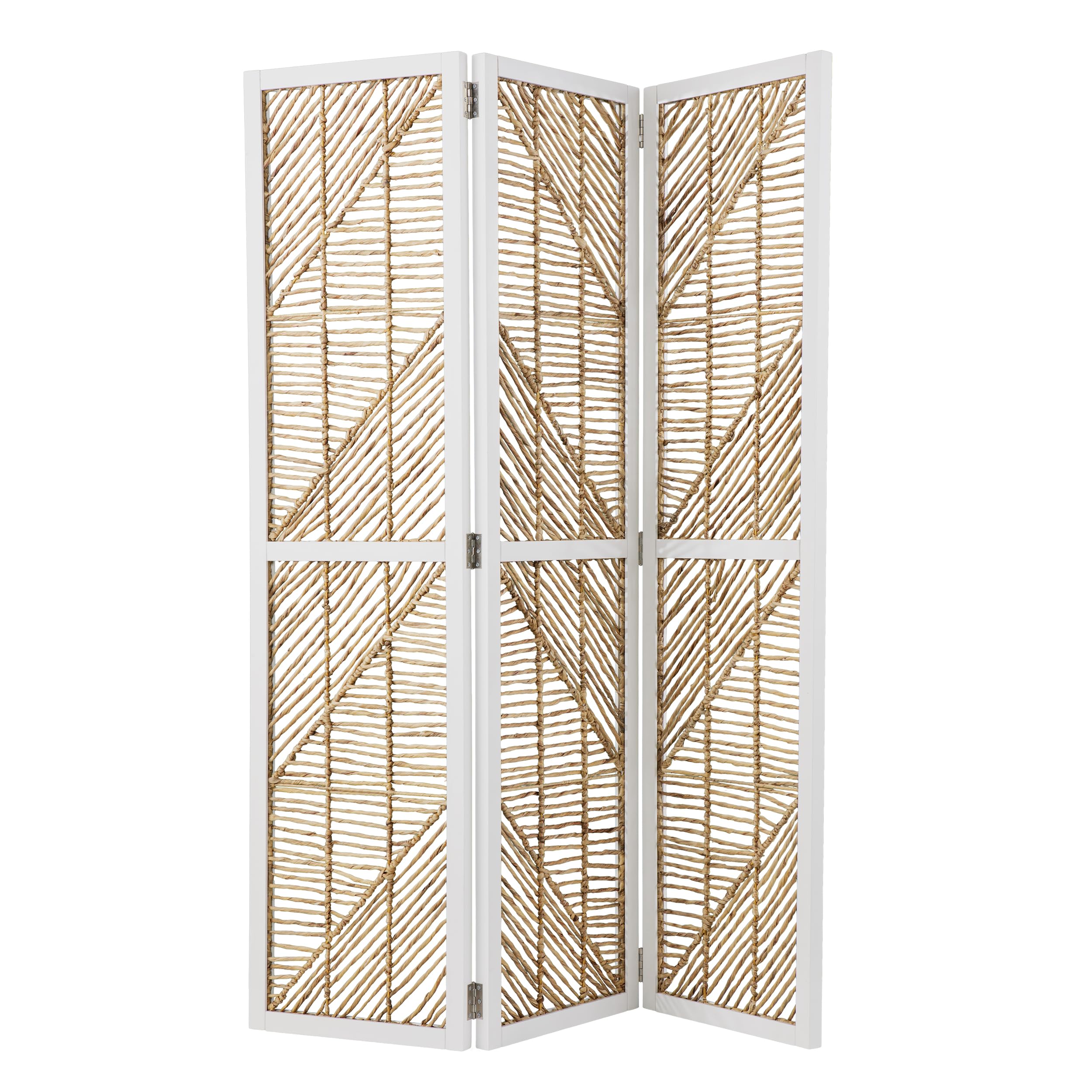SEI Furniture Quilino Natural Woven Room Divider Screen - Handmade Rattan Partition for Living Room, Bedroom & Office Privacy Decor