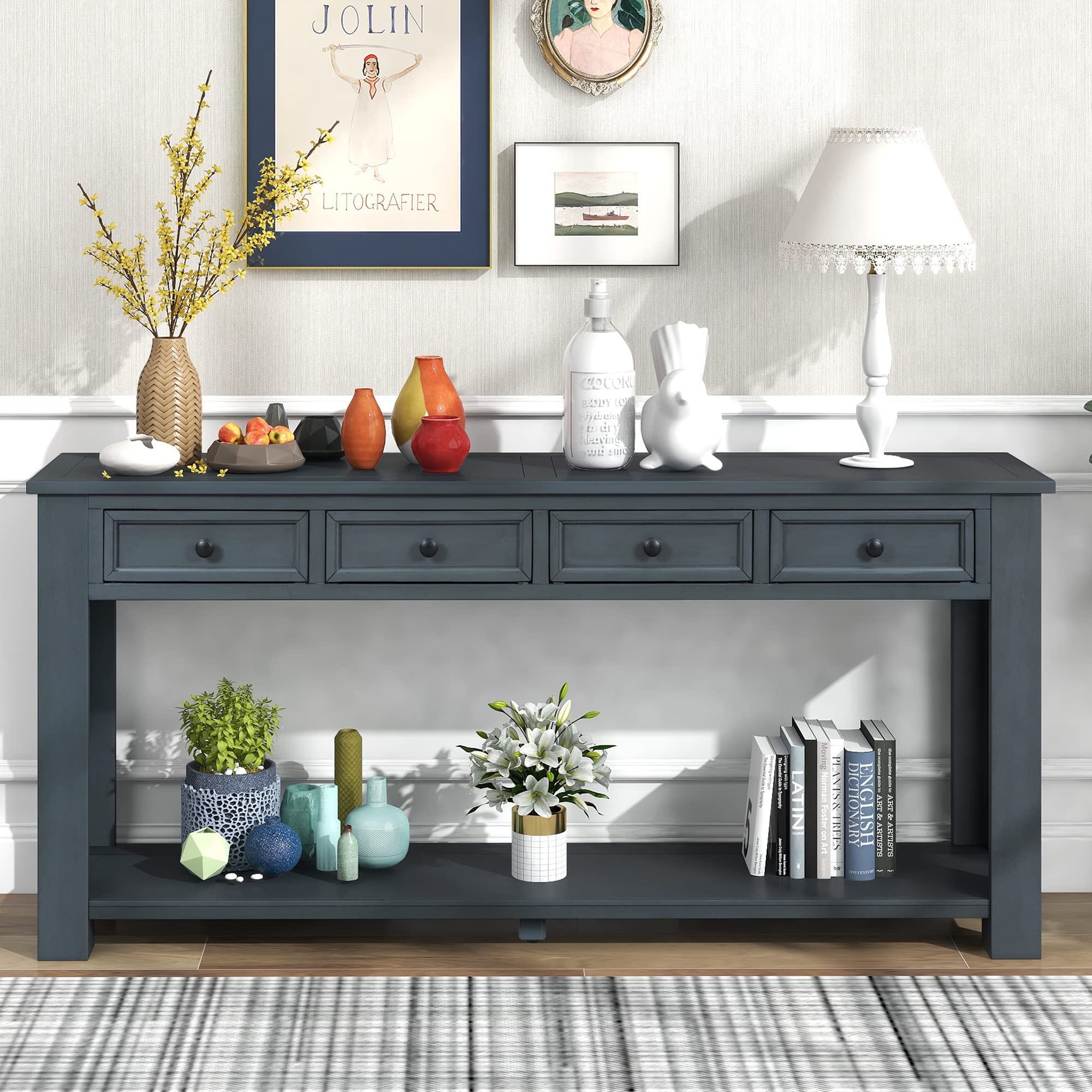 Farmhouse Console Table with Drawer - 55