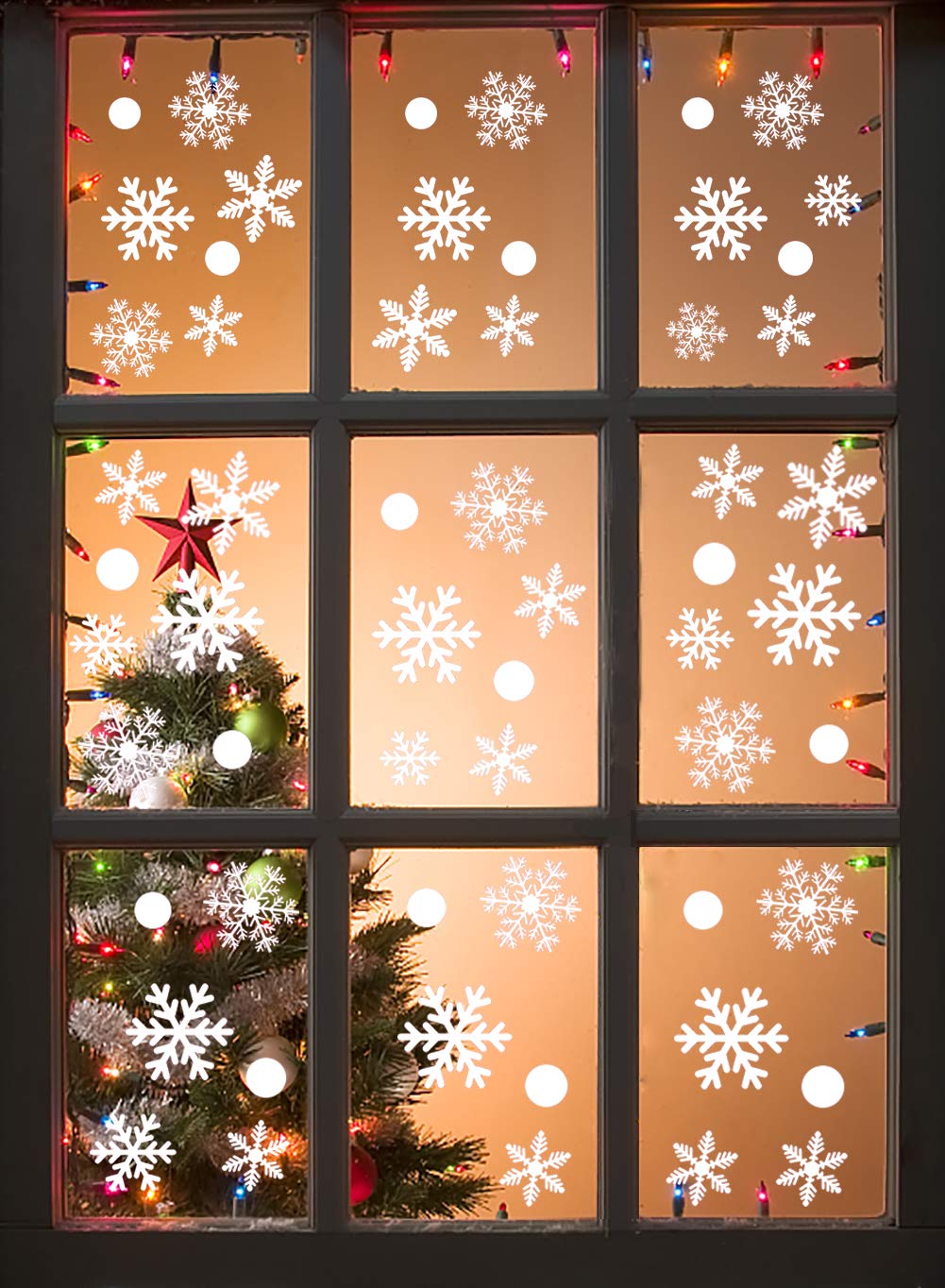306Pcs White Snowflake Window Clings - Christmas Window Stickers Decor for Winter Wonderland Party, Home, Office & Classroom Holiday Decoration