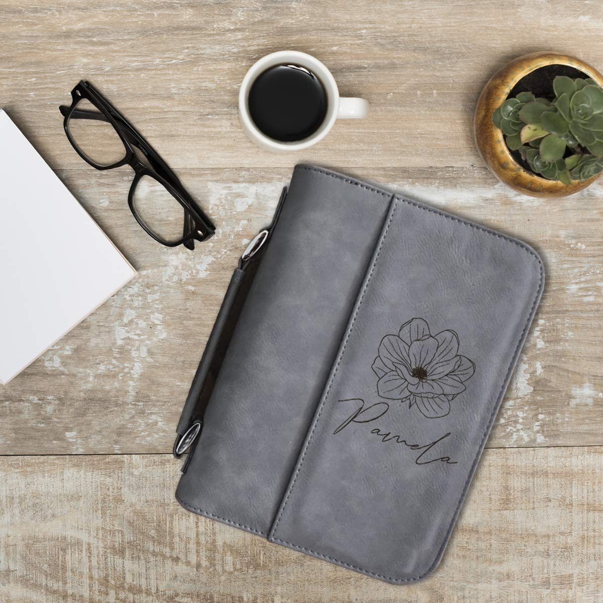 Custom Personalized Large Leatherette Book Cover with Handle & Zipper - Laser Engraved Bible Cover for Women & Men - Perfect for Church, Travel & Gift Giving