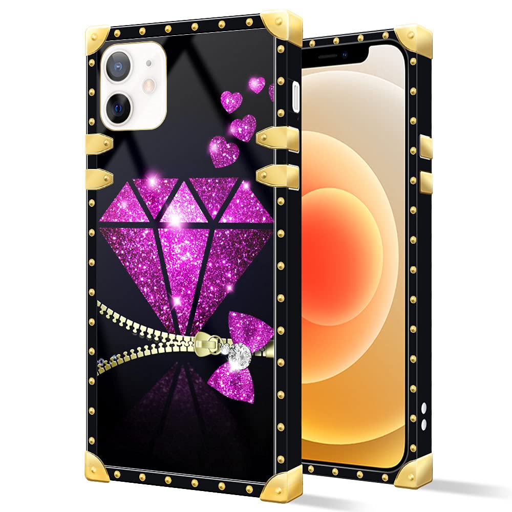 DAIZAG Luxury Diamond iPhone 11 Pro Max Case - Shockproof TPU Cover with Metal Square Decoration for Women, 6.5