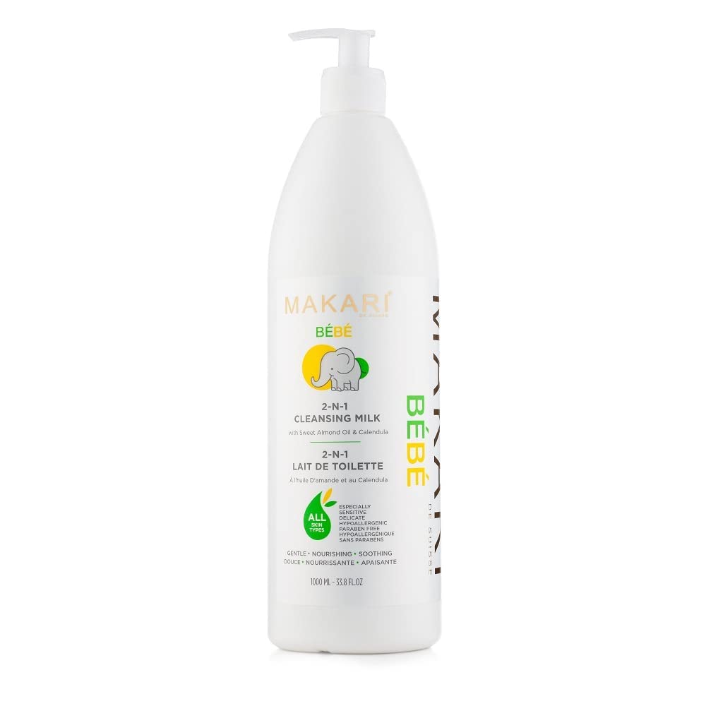 MAKARI Bebe 3-Piece Baby Shower Gift Set - Gentle Foaming Wash, Cleansing Milk & Soothing Oil | Hypoallergenic, Paraben-Free Newborn Bath Essentials for Sensitive Skin | Perfect for Baby Showers, Newborn Care & Daily Bath Time Routine