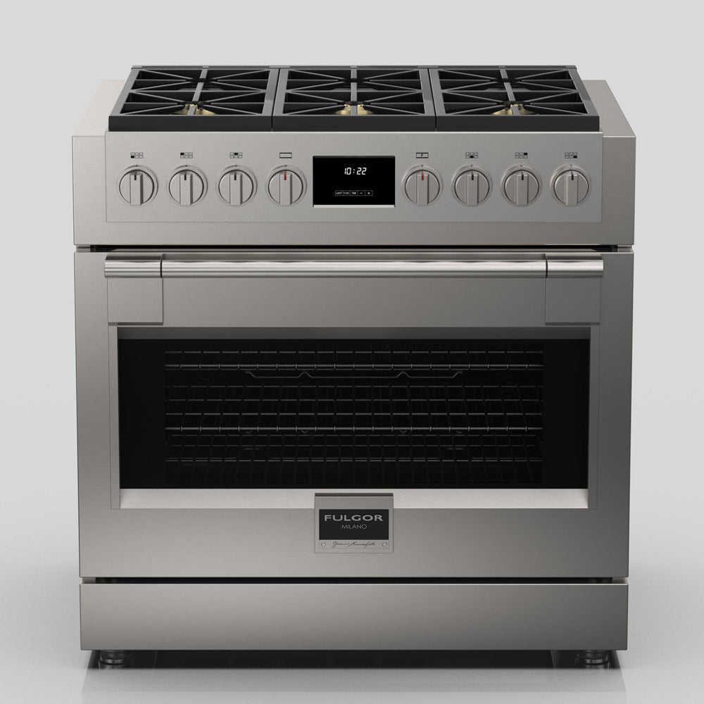 Fulgor Milano 36 Inch 600 Series Pro All Gas Range with 6 Burners - Stainless Steel (F6PGR366S2) | Professional Kitchen Appliance for Home Chefs & Restaurants