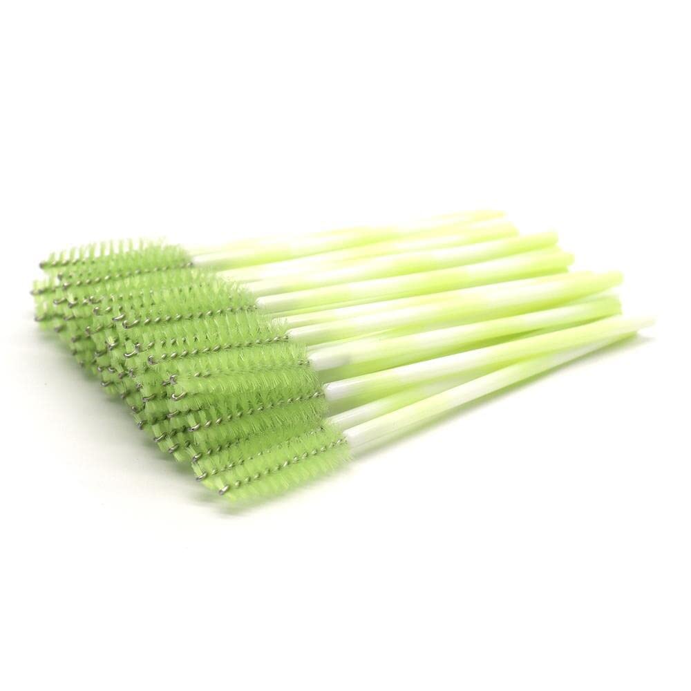 300-Piece Disposable Makeup Brush Set - Eyelash Brushes, Crystal Wands, Spoolie Brushes for Eyelash Extensions & Makeup Application (Green Handle) - Perfect for Professional Salons, Home Use & Travel Makeup Kits