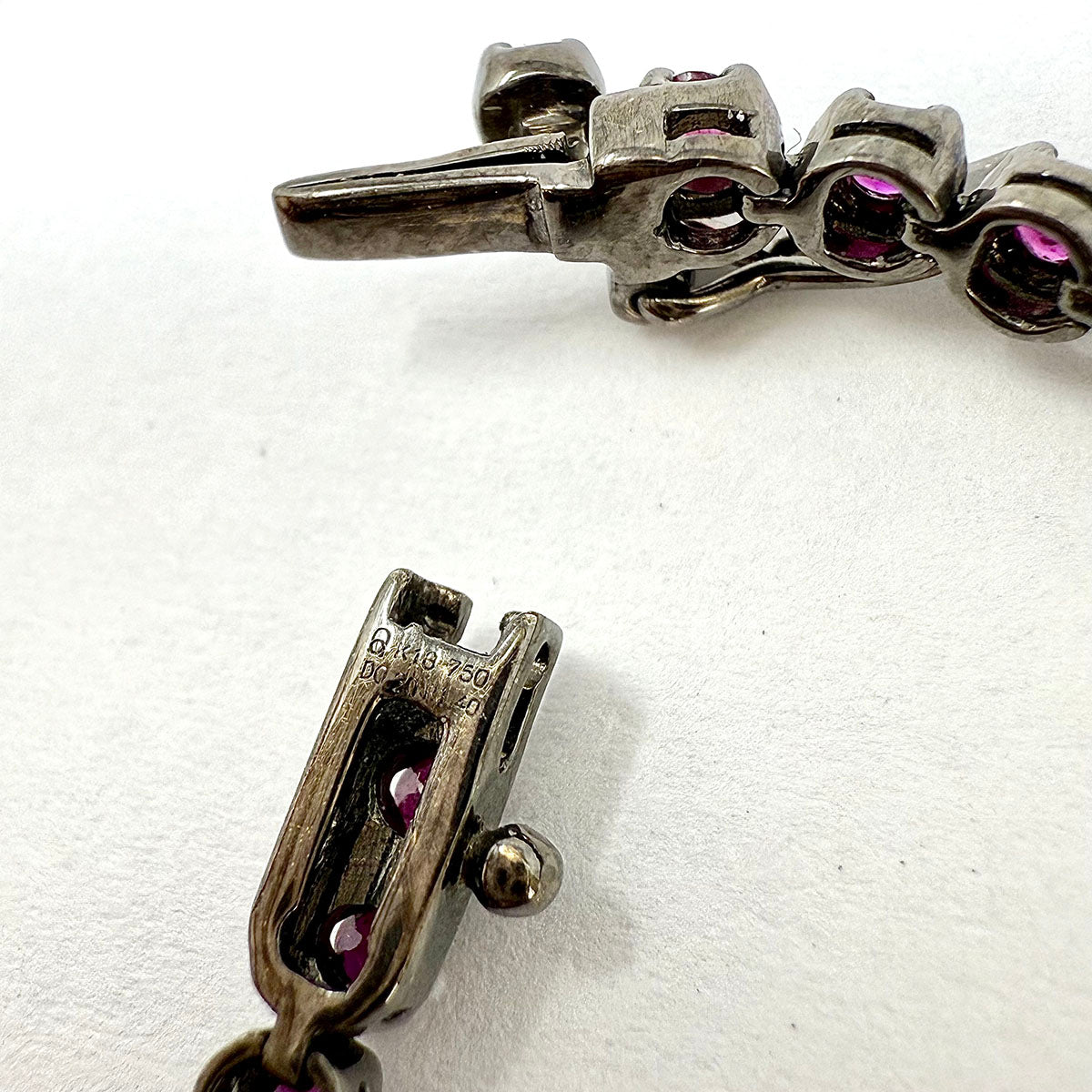 18K White Gold Tennis Bracelet with 51 Rubies and 10 Diamonds - Elegant Jewelry for Women, Perfect for Weddings, Anniversaries and Special Occasions