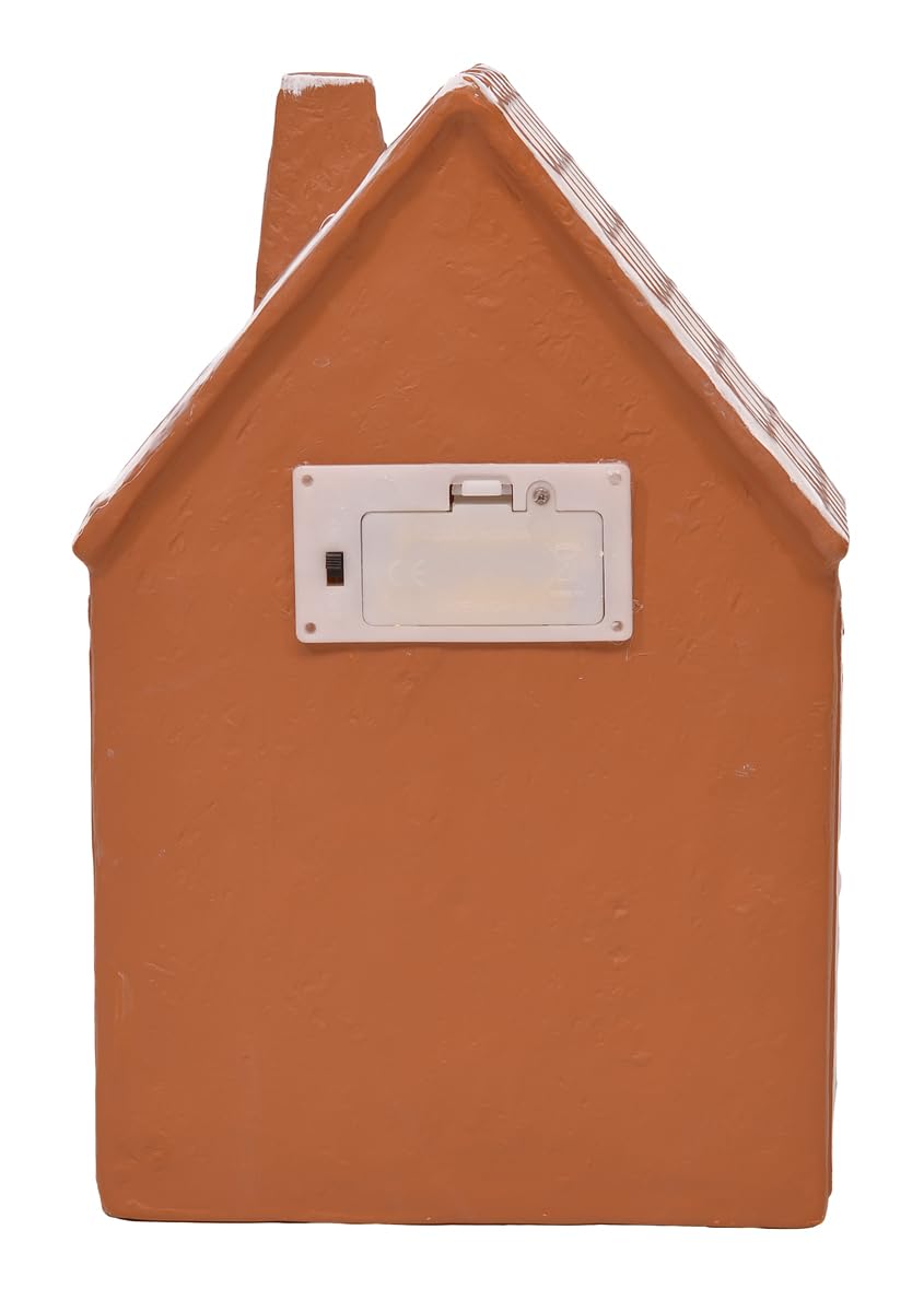 Mark Feldstein & Associates Ceramic Iced Gingerbread House LED Village Figurines - Set of 2 (9 Inch) - Christmas Decorations for Home, Holiday Table Centerpiece & Winter Village Display
