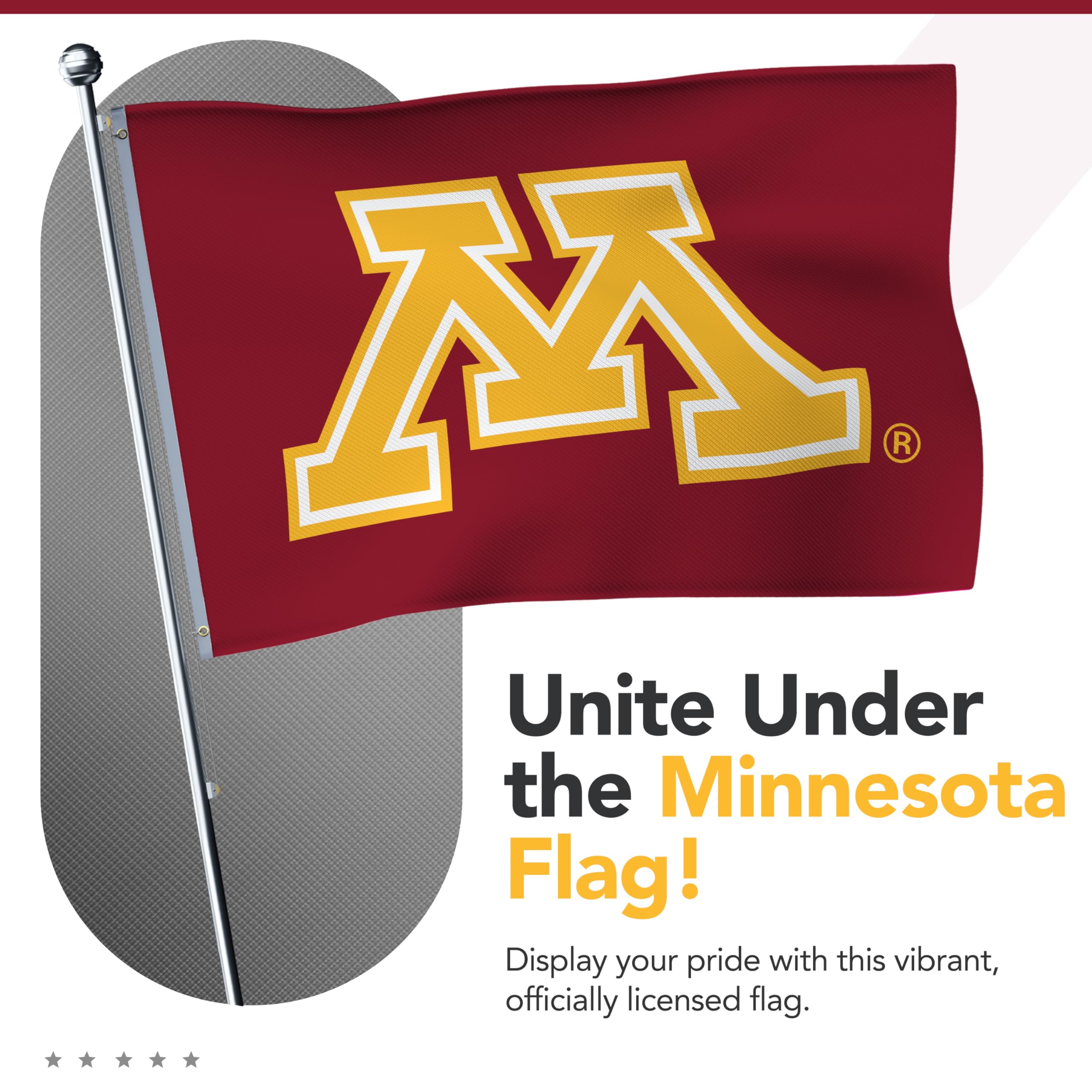 Minnesota Golden Gophers NCAA Licensed 5' x 8' Nylon College Sports Banner - Maroon, Gold & White - Perfect for Game Day Decor, Tailgating & Dorm Room Wall Decor