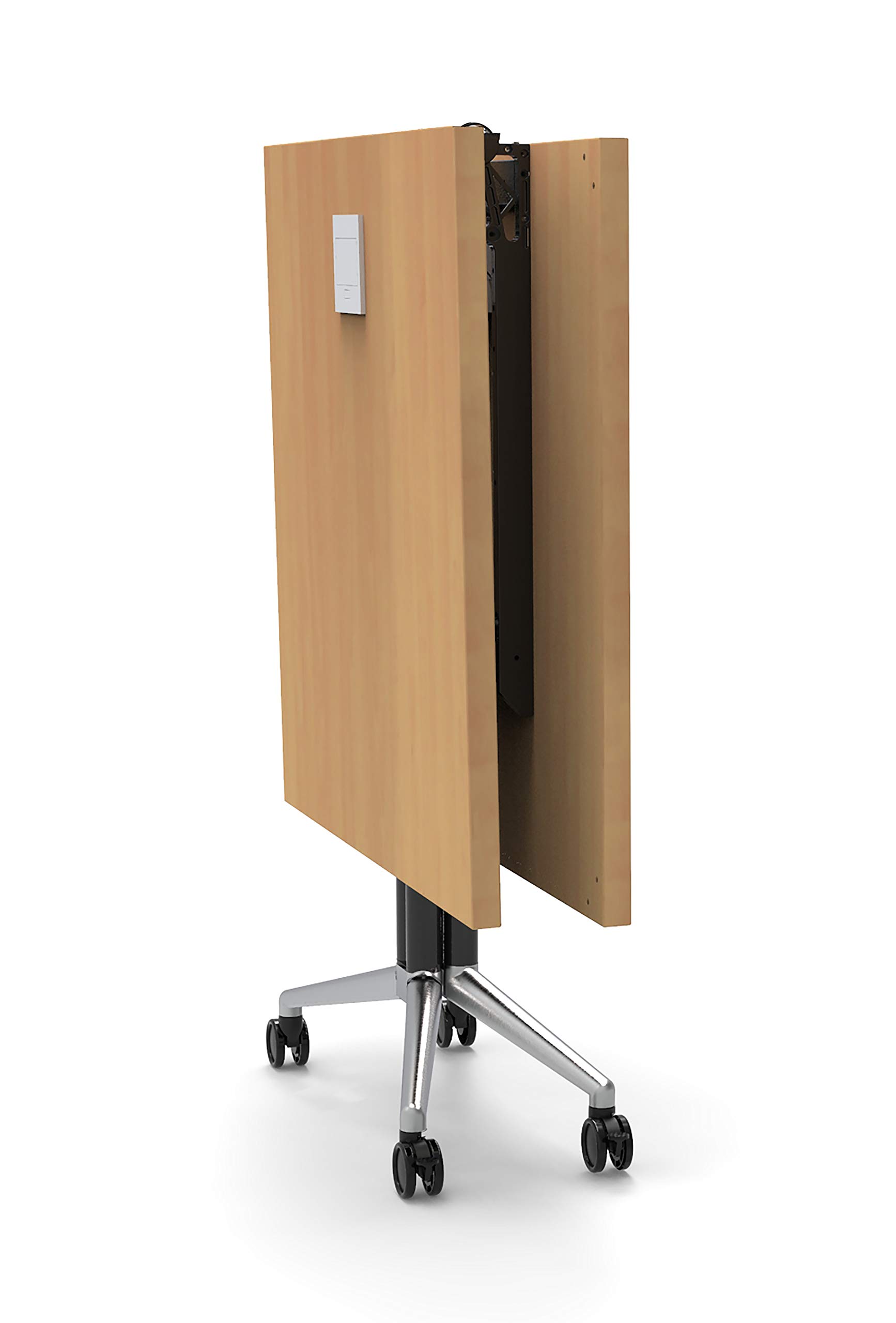 12-Person Conference Table - Foldable Beech Top with Chrome Base for Meetings & Seminars