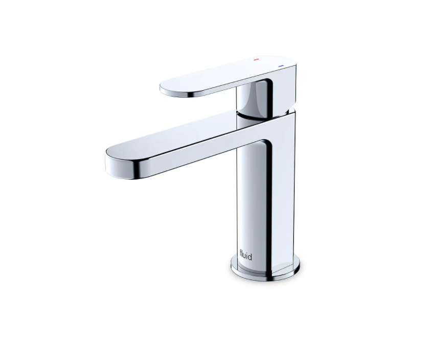 Fluid Wisdom Single Lever Chrome Bathroom Sink Faucet with Pop-Up Drain - Modern Waterfall Design for Vanity, Powder Room & Guest Bath Installation