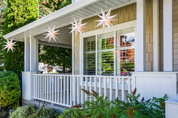 20-Pack White Moravian Star Lanterns - Weatherproof Outdoor Hanging Lights for Christmas, Garden, Patio & Holiday Decorations