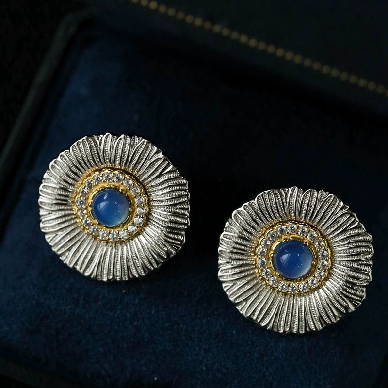 Buccellati Inspired Daisy Ear Clip Stud Earrings - Gold Plated Floral Jewelry for Women - Perfect for Weddings, Parties & Everyday Wear