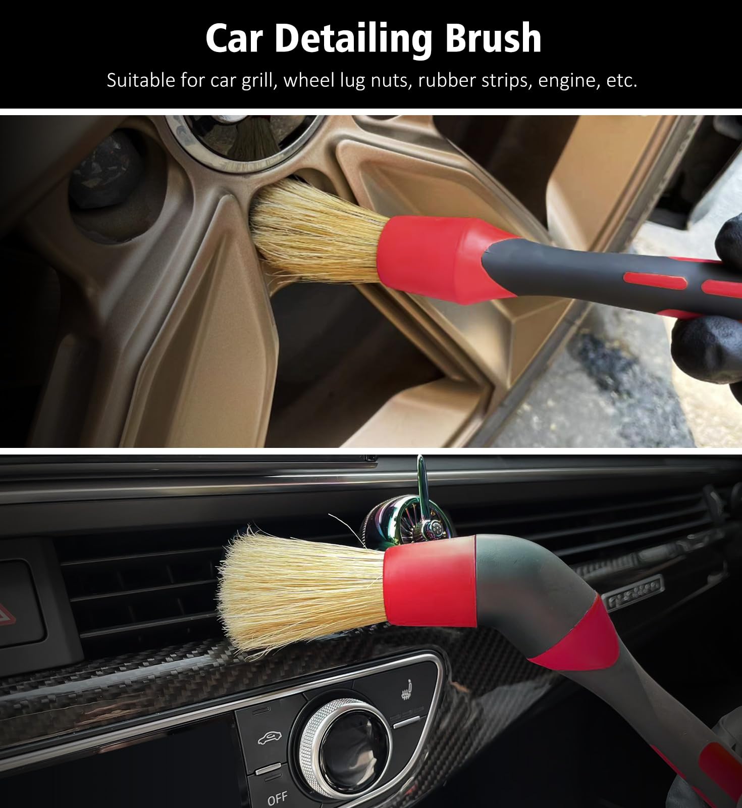 4-Pack Soft Microfiber Car Wheel Brush Set - Scratch-Free Long Handle Tire & Rim Cleaner with Detailing Brush - Perfect for Car, Motorcycle, RV & ATV Wheel Cleaning - Car Wash Kit for Fenders, Engine & Exhaust Tips