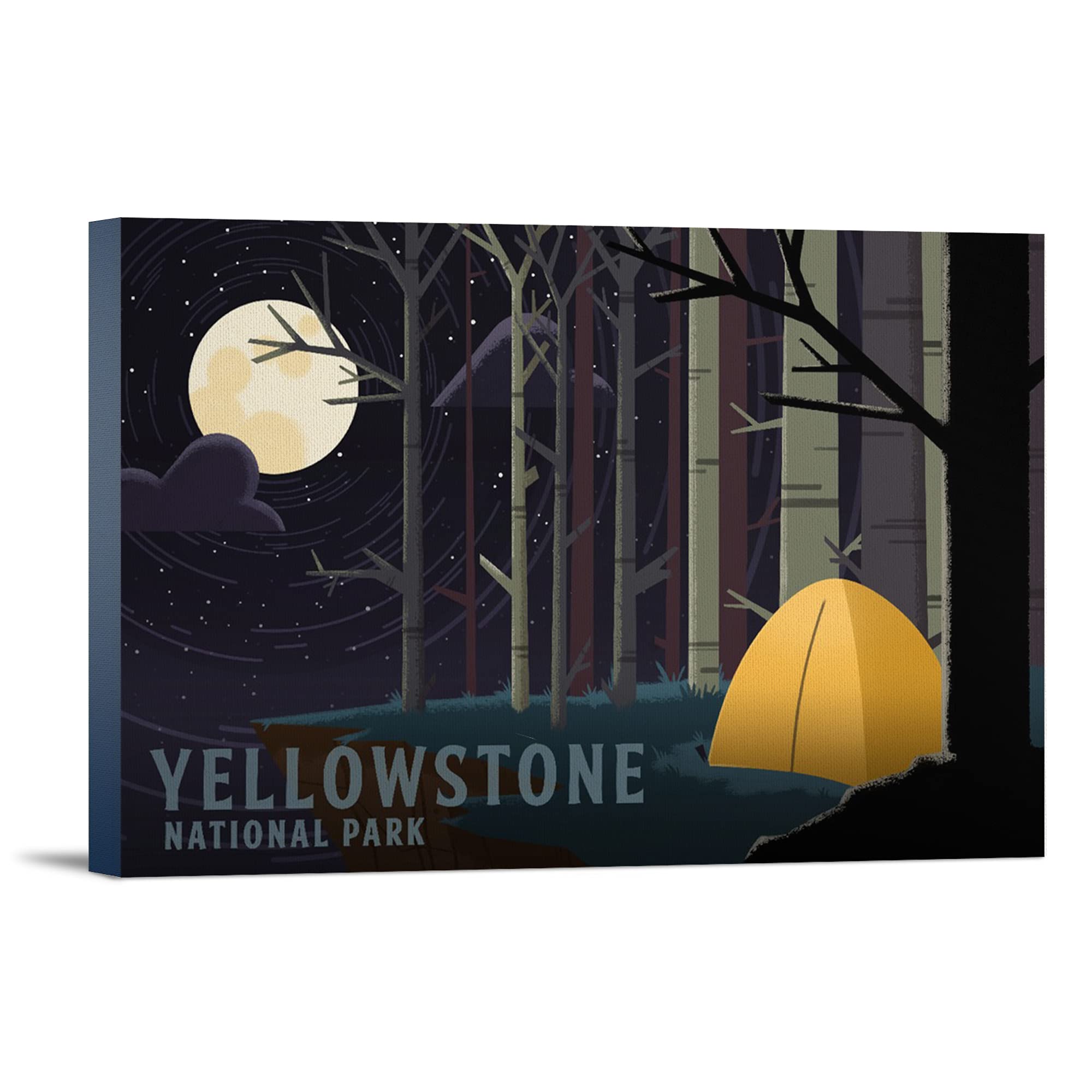 Lantern Press Yellowstone National Park Wyoming Cliffside Camping Pop Sky Art - 16x24 Wrapped Canvas Wall Decor for Living Room, Bedroom & Office