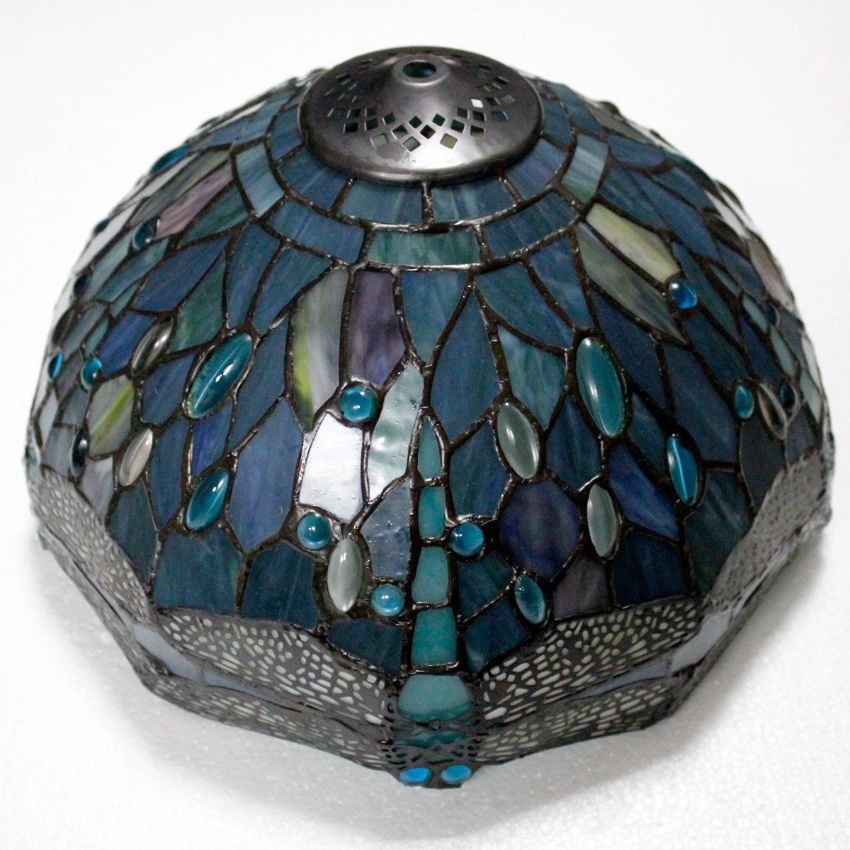 Tiffany Style Sea Blue Stained Glass Dragonfly Table Lamp - 12x12x22 Inches Bedside Reading Light for Bedroom, Living Room & Home Office Decor - Perfect for Nightstands, Desks & Cozy Reading Nooks (S147 Series)
